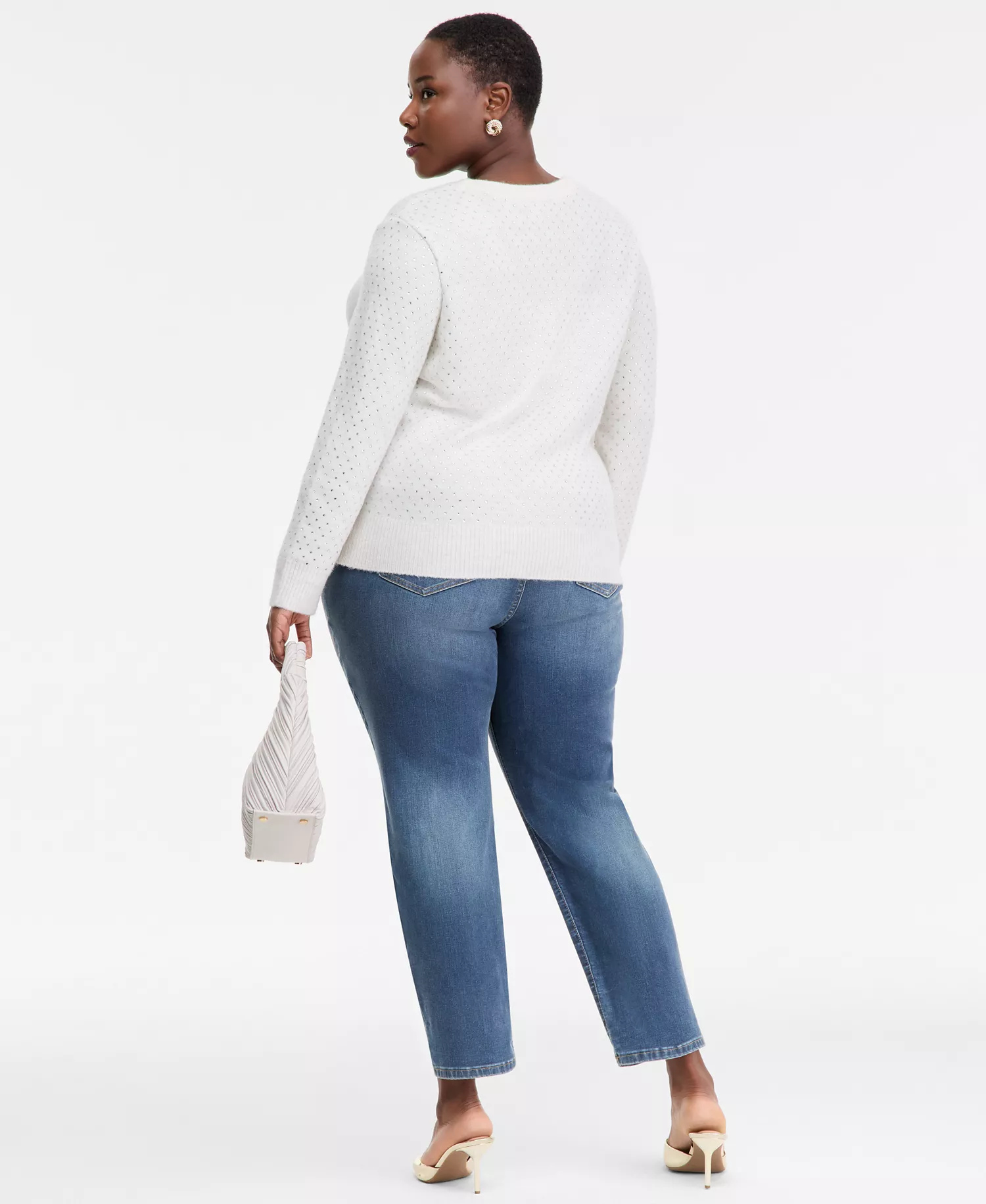 Plus Size Slim Tech Rolled-Cuff Boyfriend Jeans, Created for Macy's - Medium Indigo - 14W