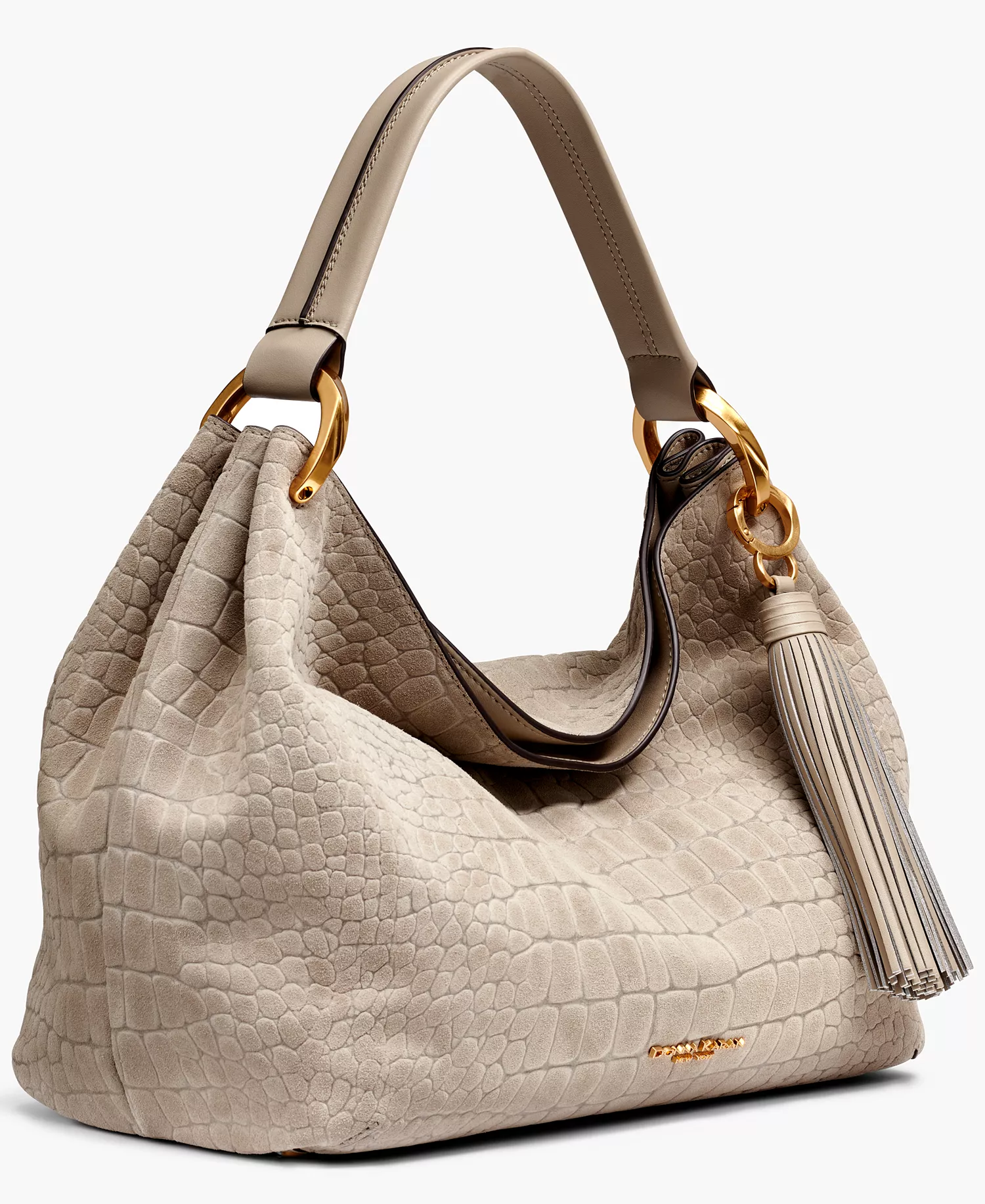 Glenwood Croco Suede Extra Large Shoulder Bag - Moth - ONE SIZE