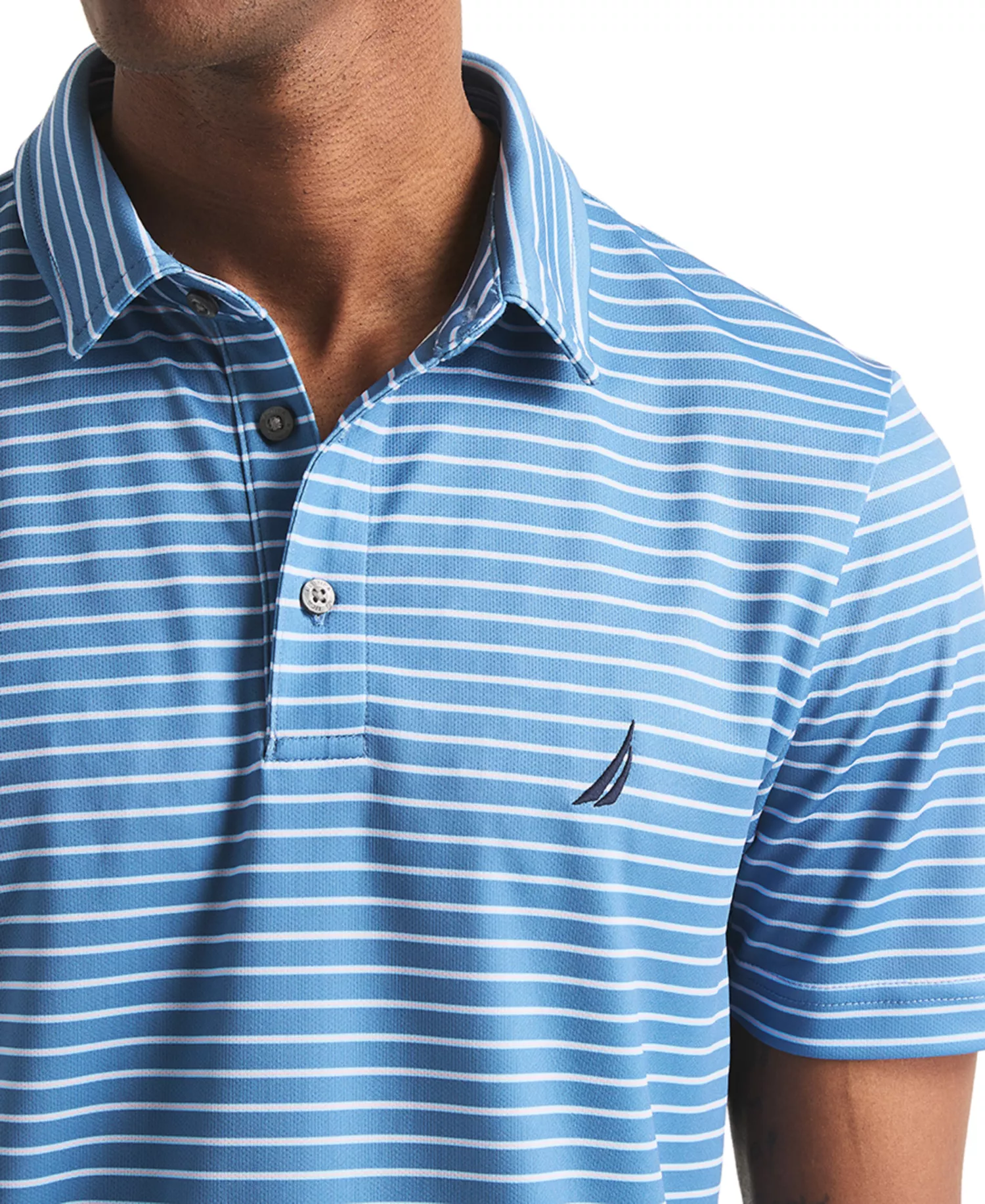 Men’s Classic-Fit Stripe Moisture Wicking Performance Golf Polo Shirt - Coronet Blue - 2XL