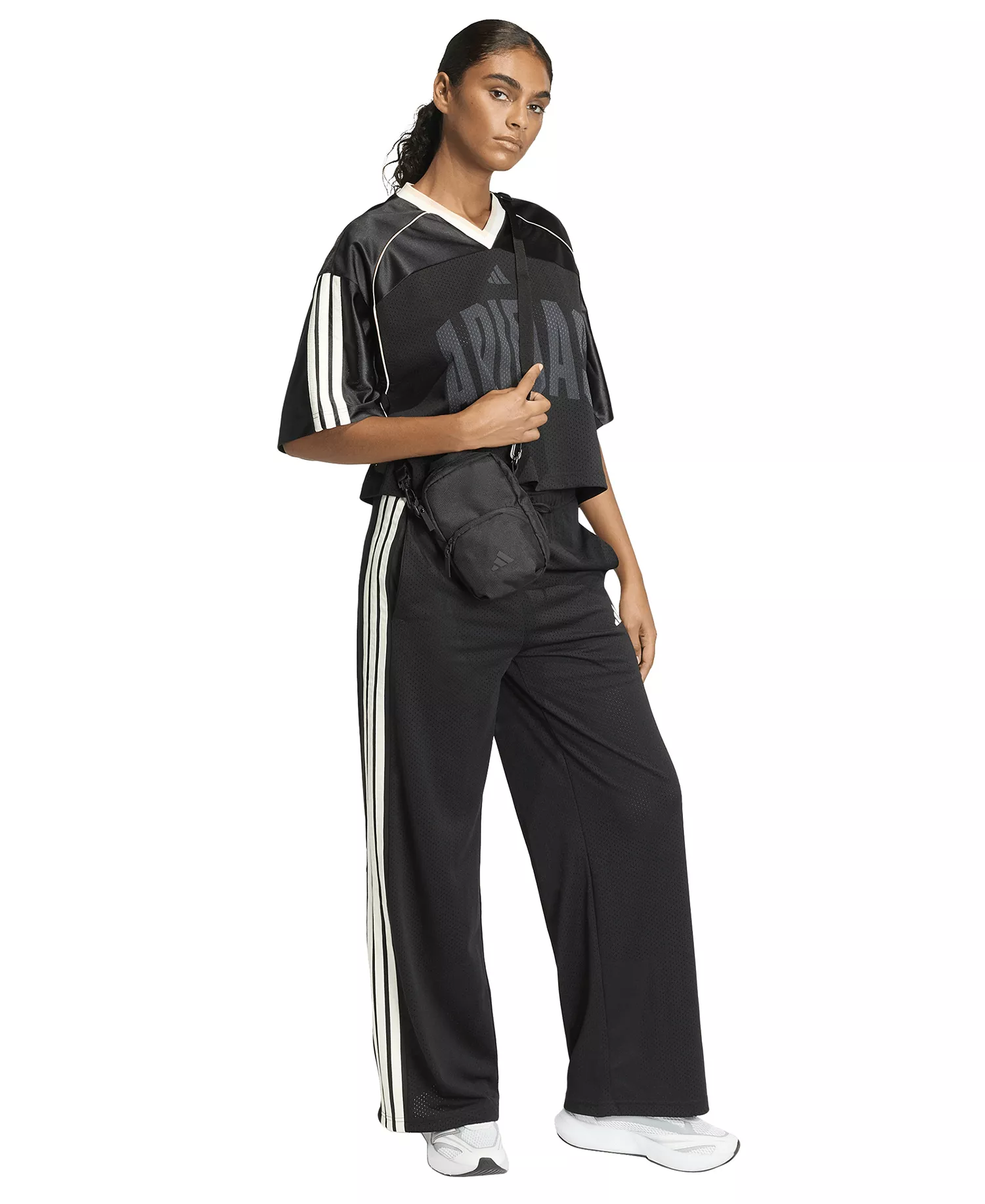 Women's Stadium Mesh Sportswear Pants - Black/off White/crystal Linen - 2XL