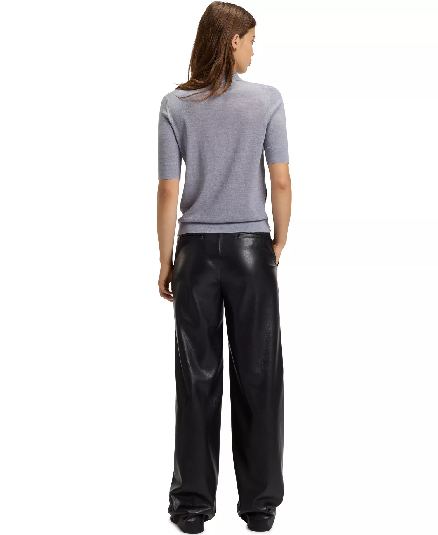 BOSS by Women's Merino Wool Short-Sleeved Sweater - Open - L