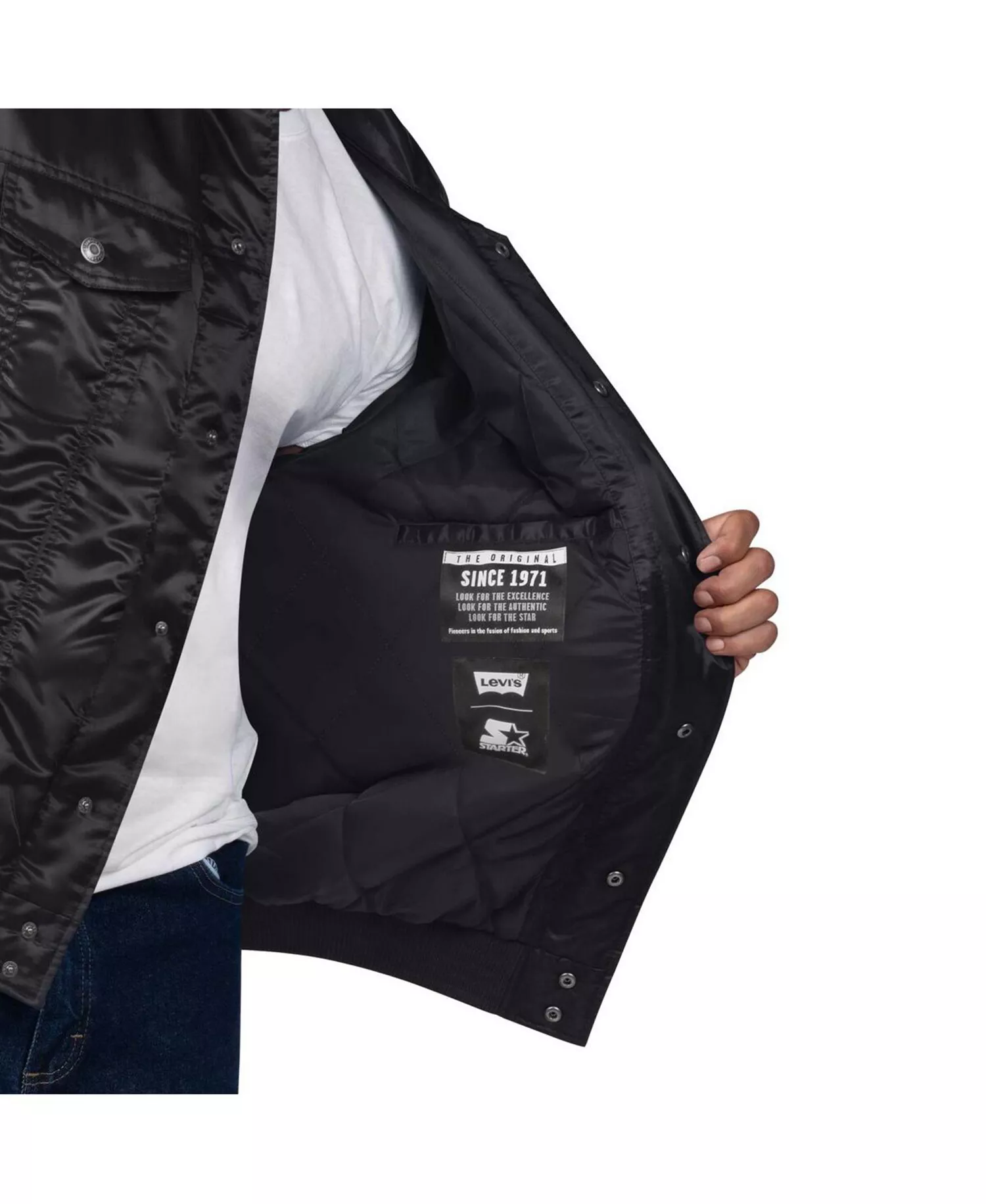 Levi’s x Starter Men's Black Cincinnati Bengals Silver Tab Trucker Full-Snap Jacket - Black - XXL
