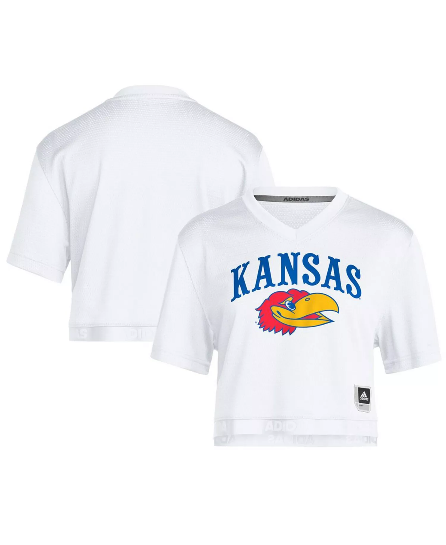 Women's White Kansas Jayhawks White Out Cropped T-Shirt - White - L