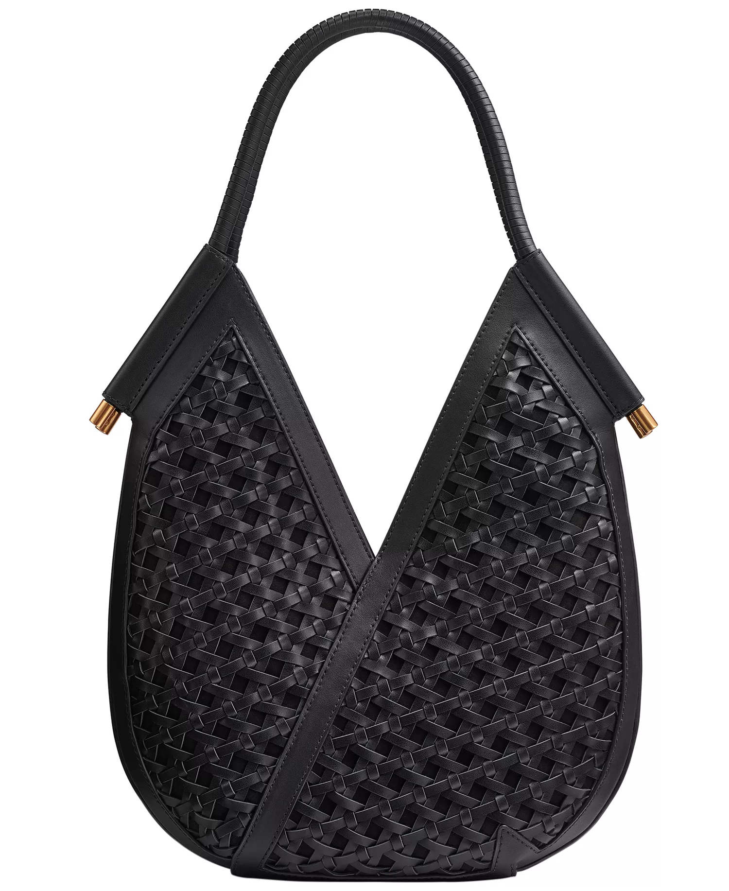 Baldwin Woven Grommet Shoulder Bag - Black/Gold - ONE SIZE