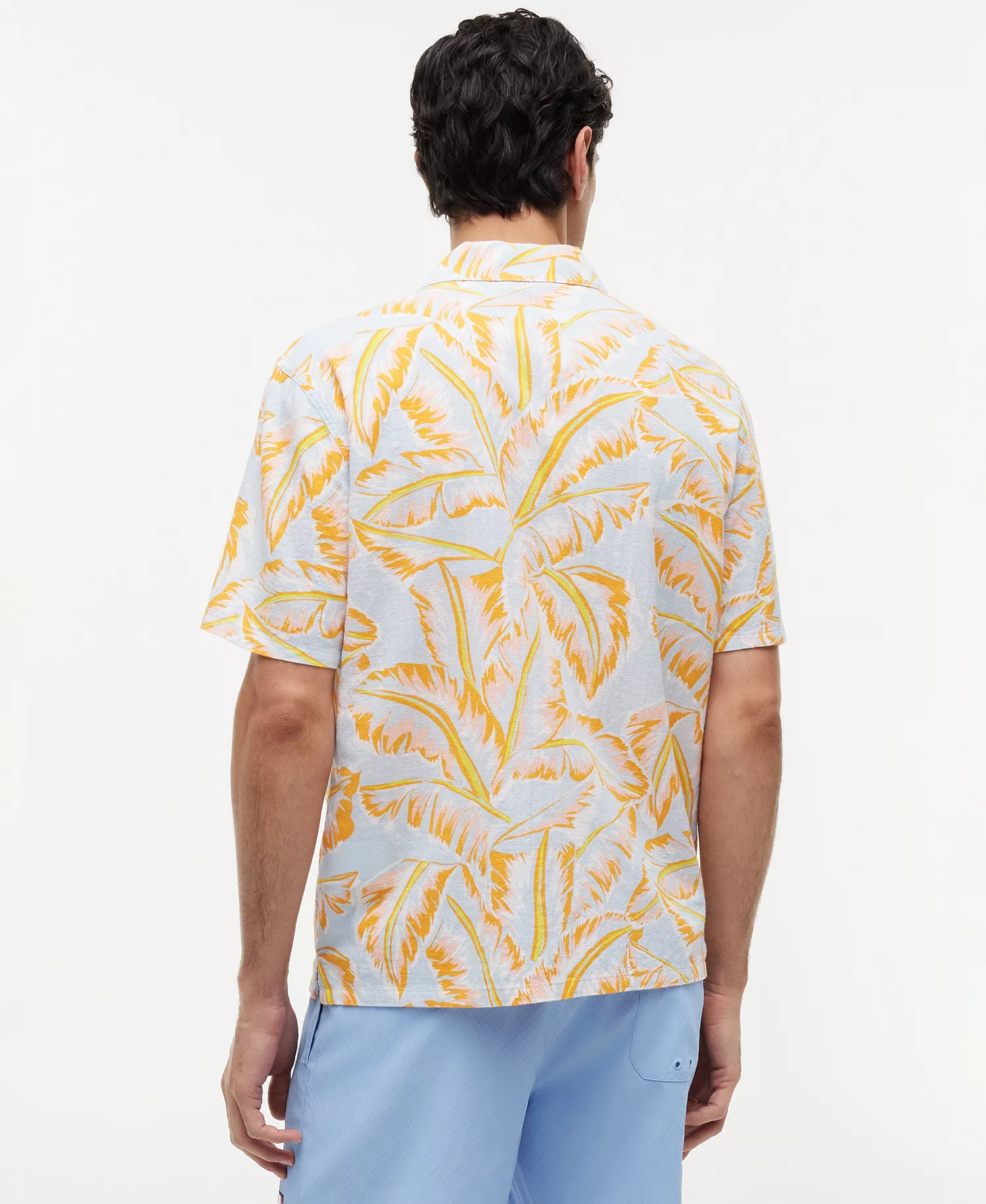 Men's Short-Sleeve Floral Print Woven Shirt - Vintage Banana Leaf Keepsake Blue - 2XL