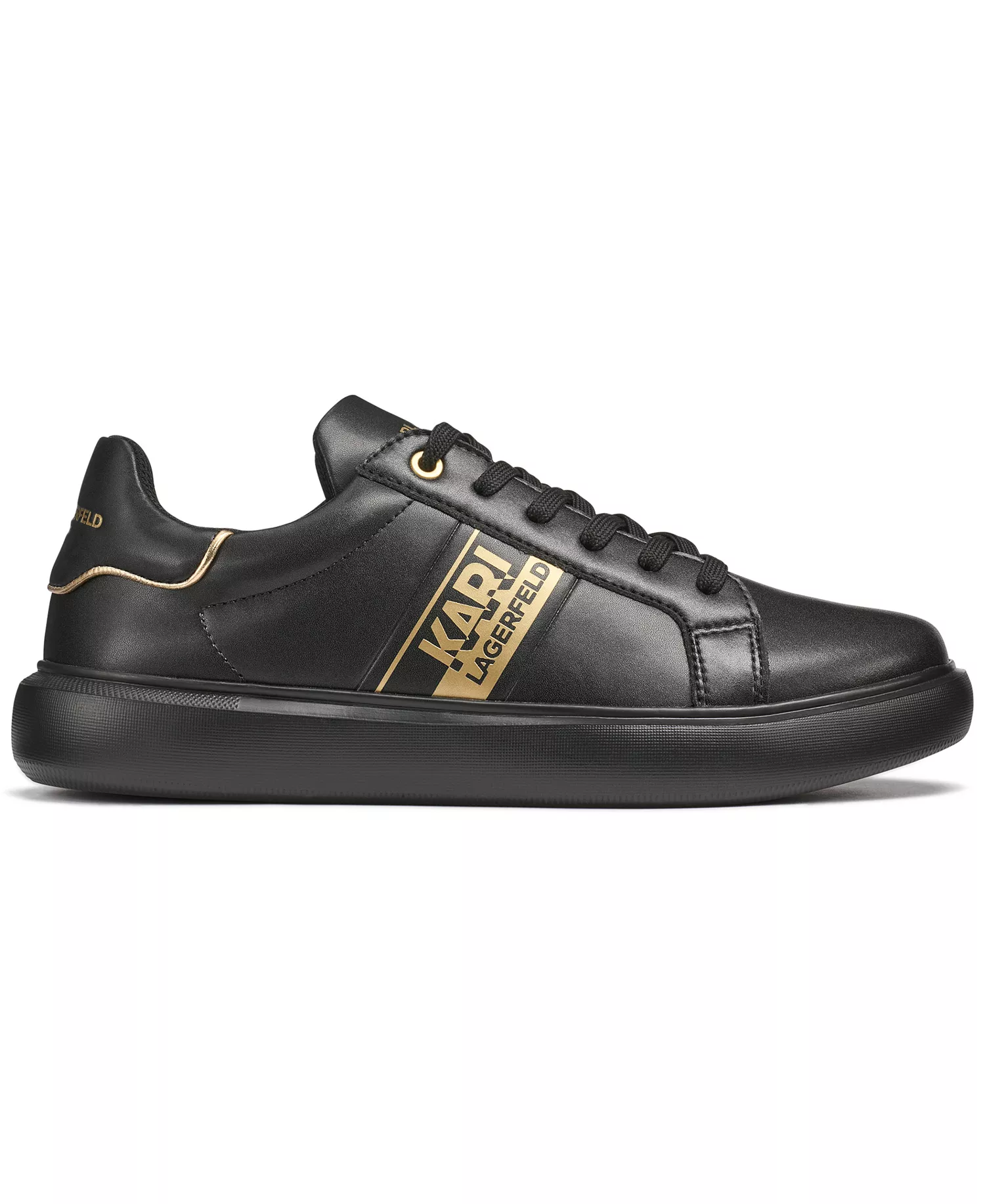 Men's Side Logo Sneakers - Black/Gold - 10.5M