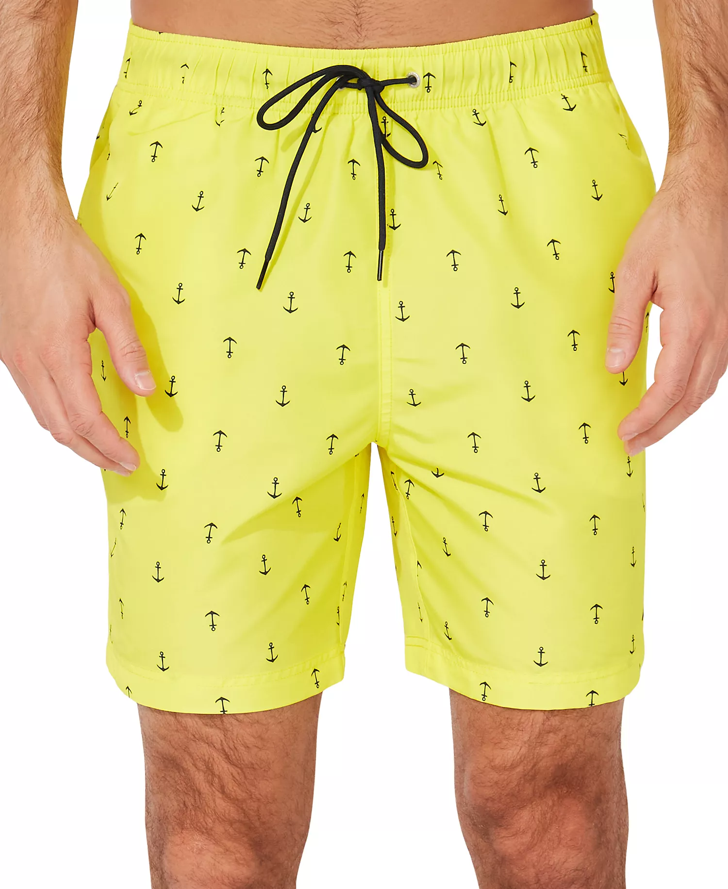 Men's Quick-Dry Anchor-Print 8" Swim Trunks - Blazing Yellow - 2XL
