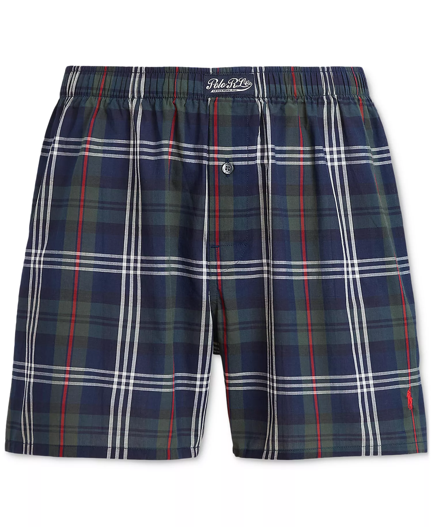 Men's Plaid Single-Button Fly Boxers  - Carson Plaid - L