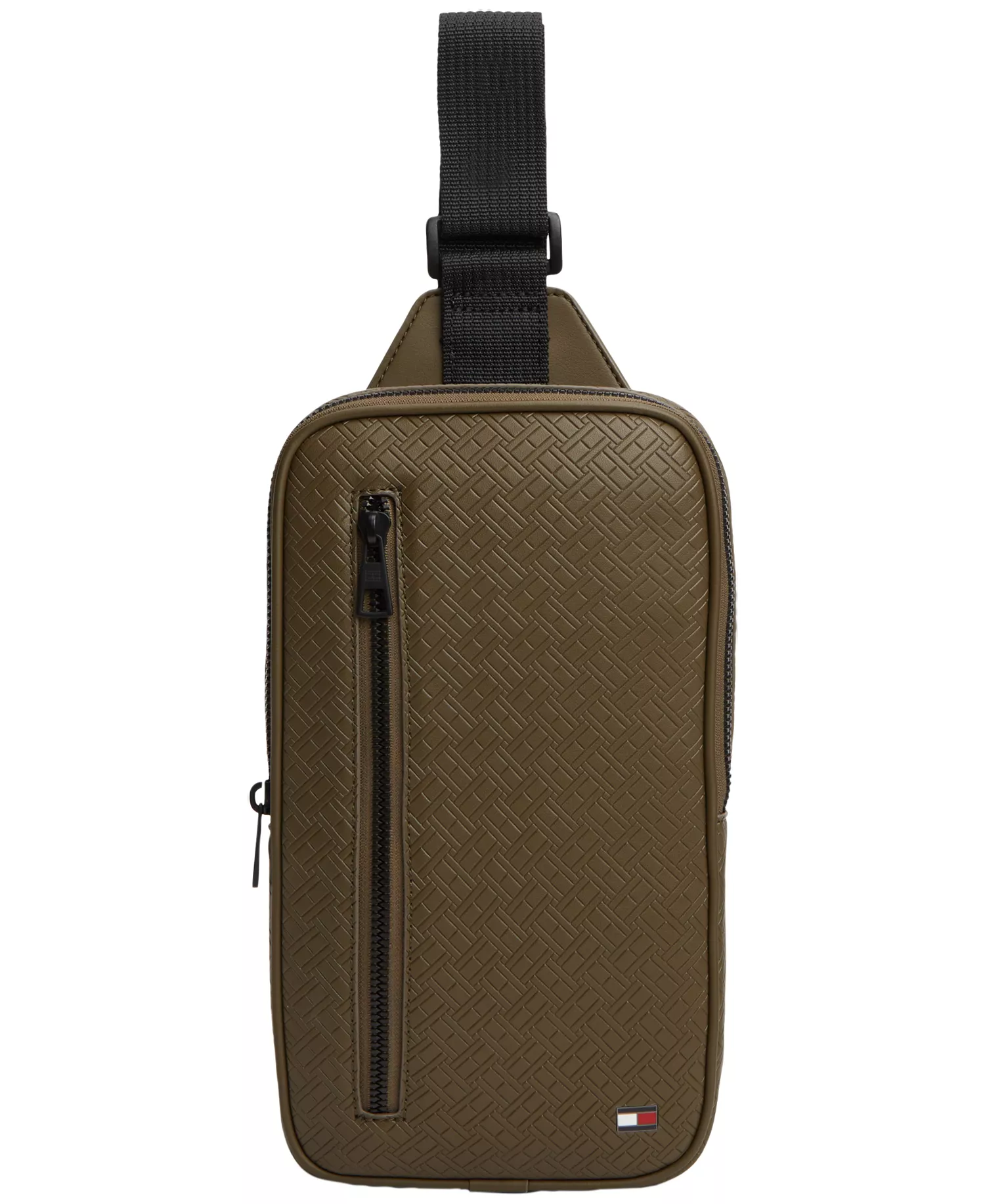 Men's Embossed Flag Sling Bag - Brown - No Size