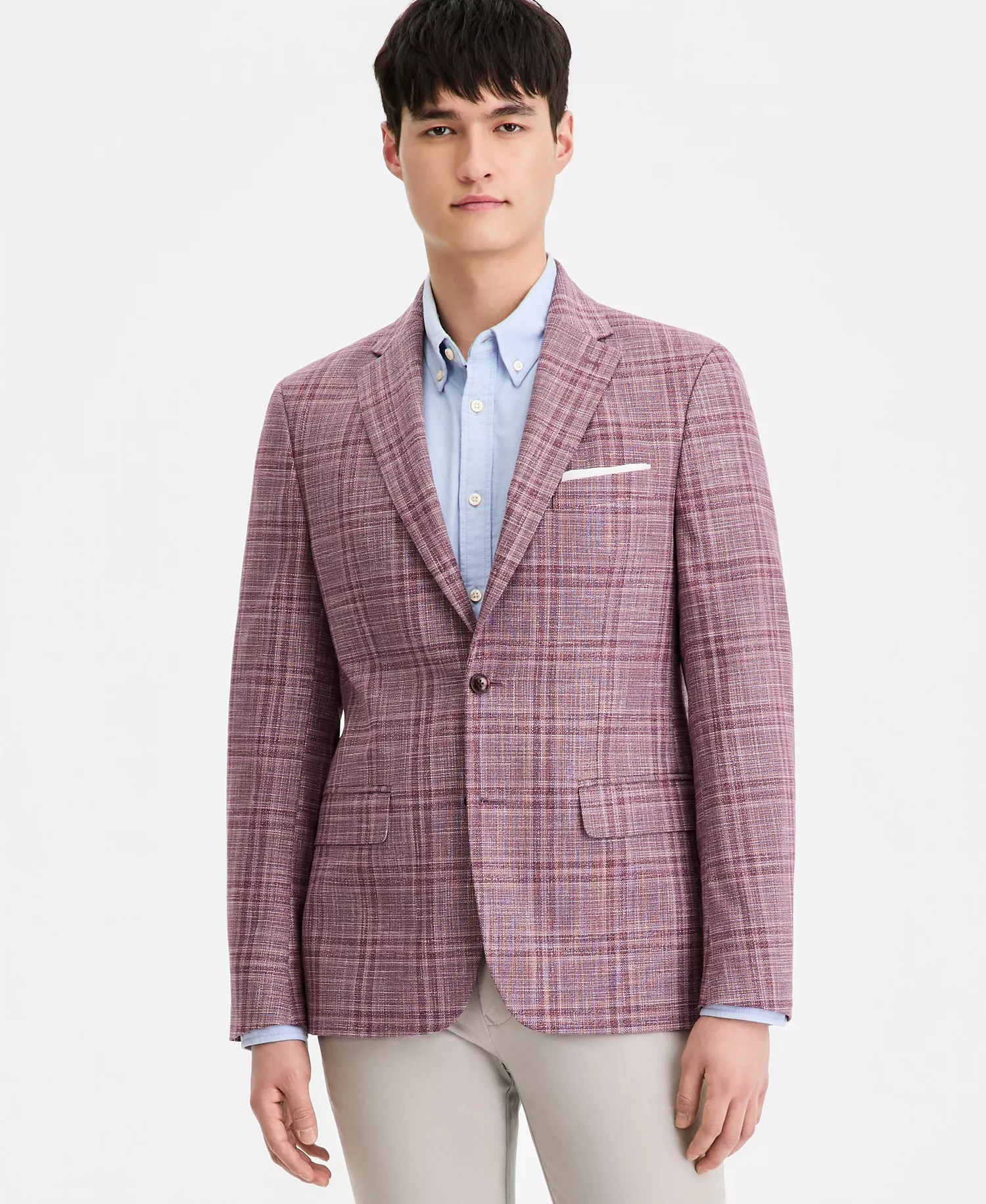 Men's Modern-Fit Patterned Blazer - Berry - 36R