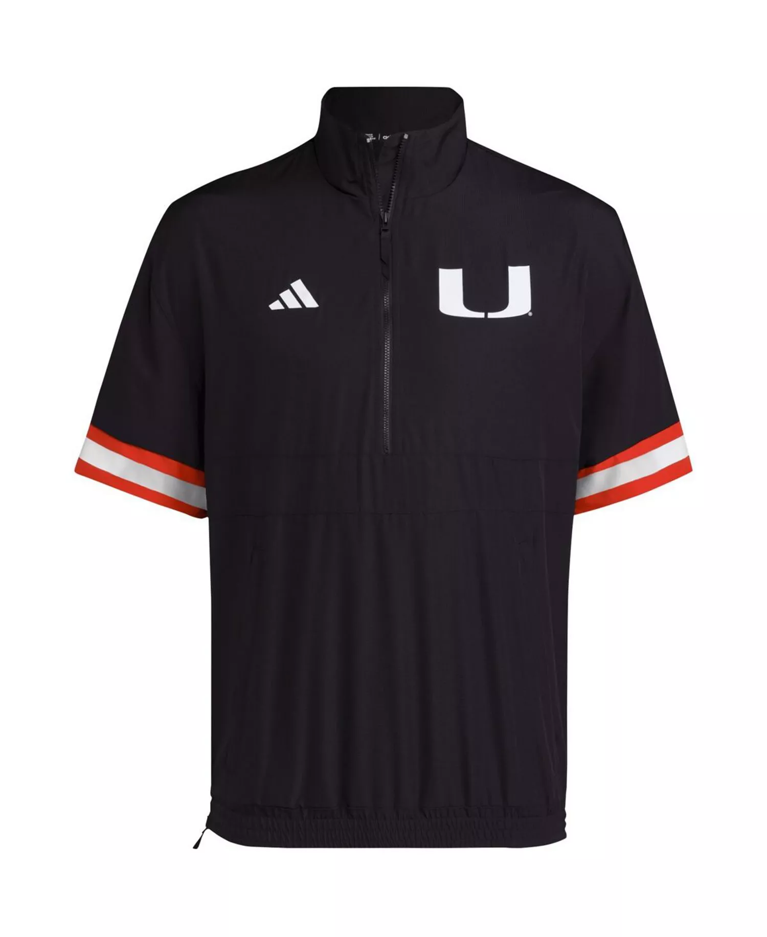 Men's Black Miami Hurricanes Strategy Short Sleeve Half-Zip Jacket - Black - 2XL
