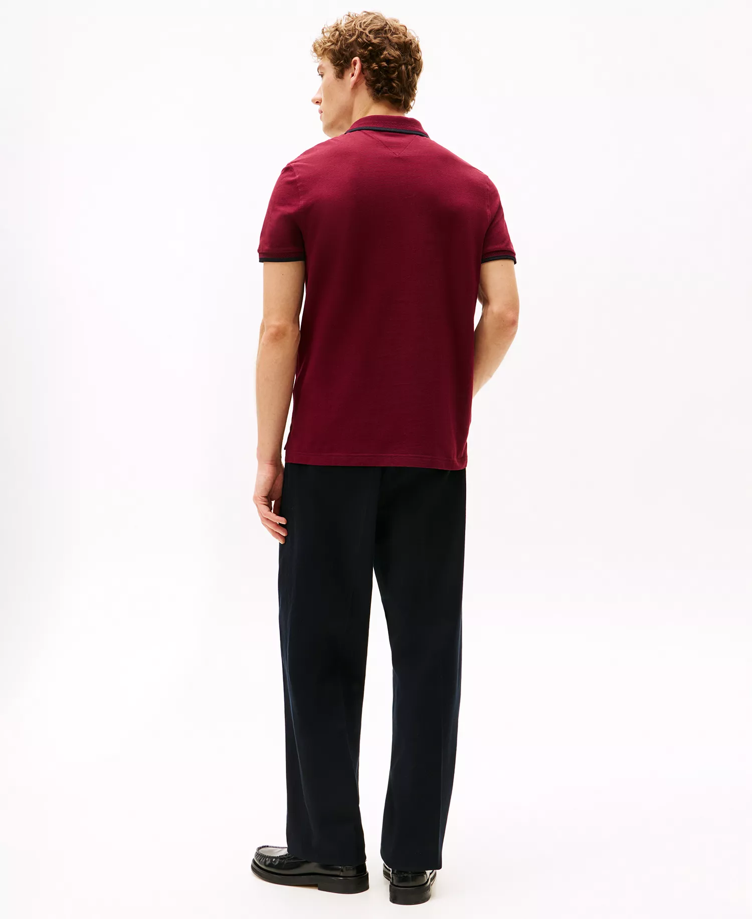 Men's Classic-Fit Seasonal Embroidered Crest Tipped Polo Shirt - Deep Rouge - L