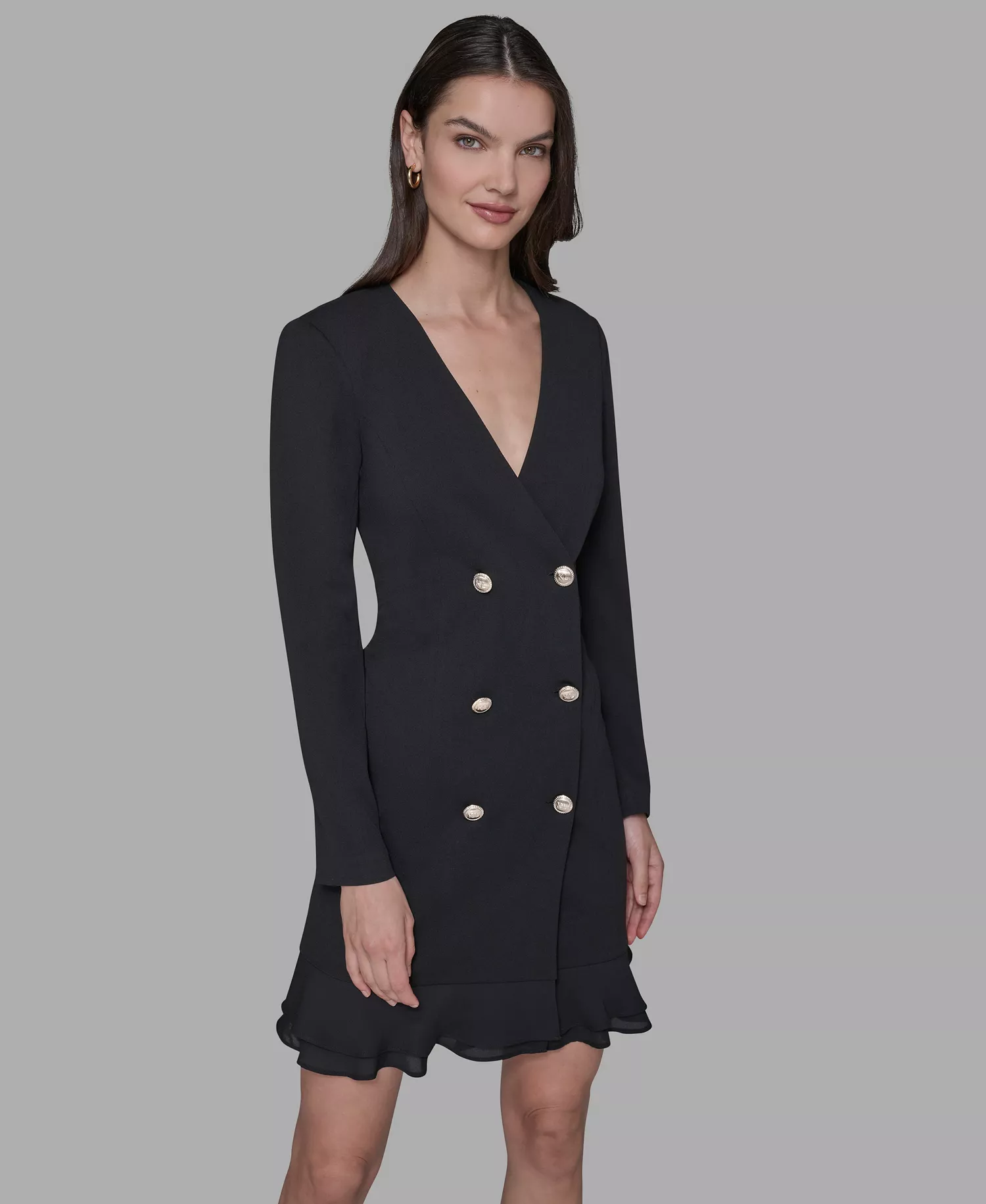 Women's Double-Breasted Jacket Dress - Black - 0