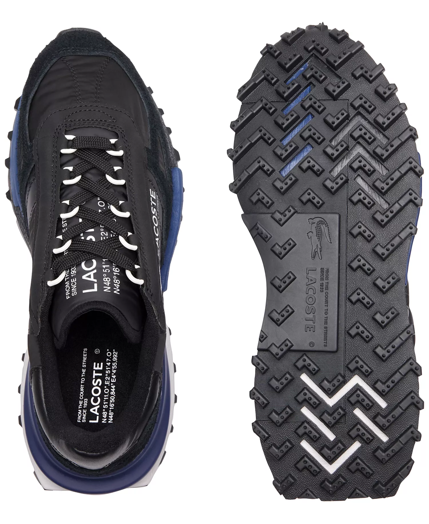 Men's Lacoste Elite Active Textile Sneakers - Black/Navy - 10.5M