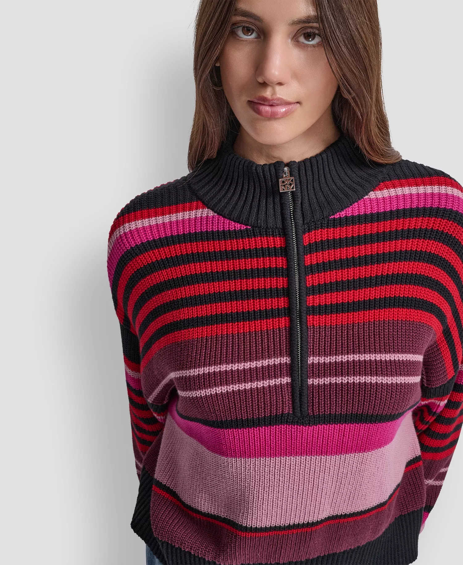 Women's Striped Sweater - Syrah Combo - L