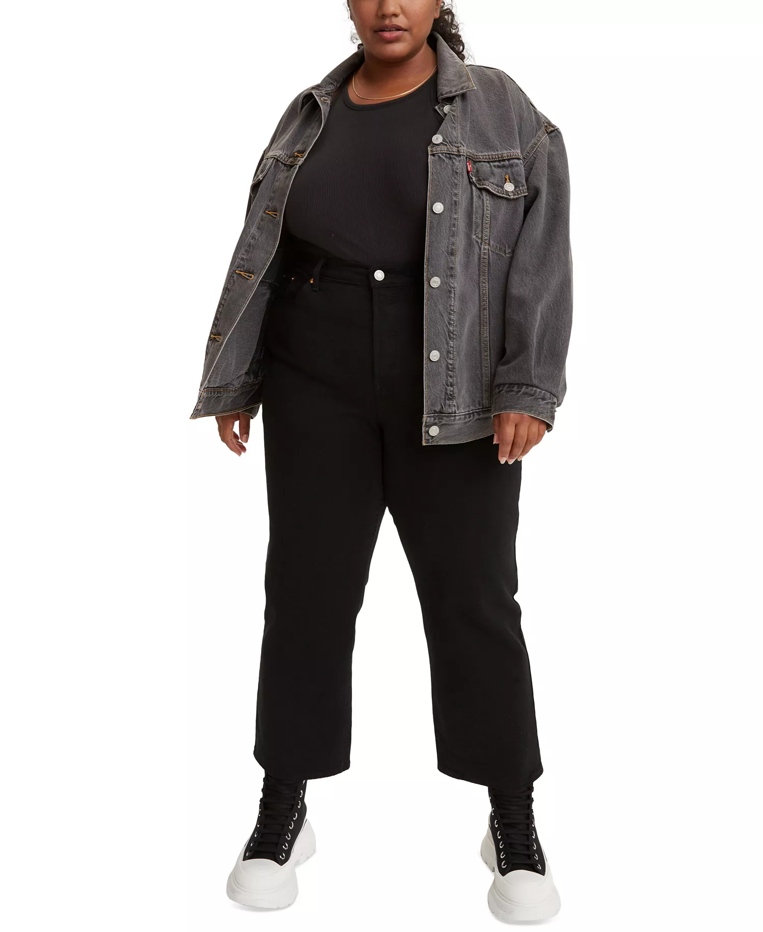 Plus Size Wedgie High-Rise Straight-Leg Jeans  - Black Sprout - 14W