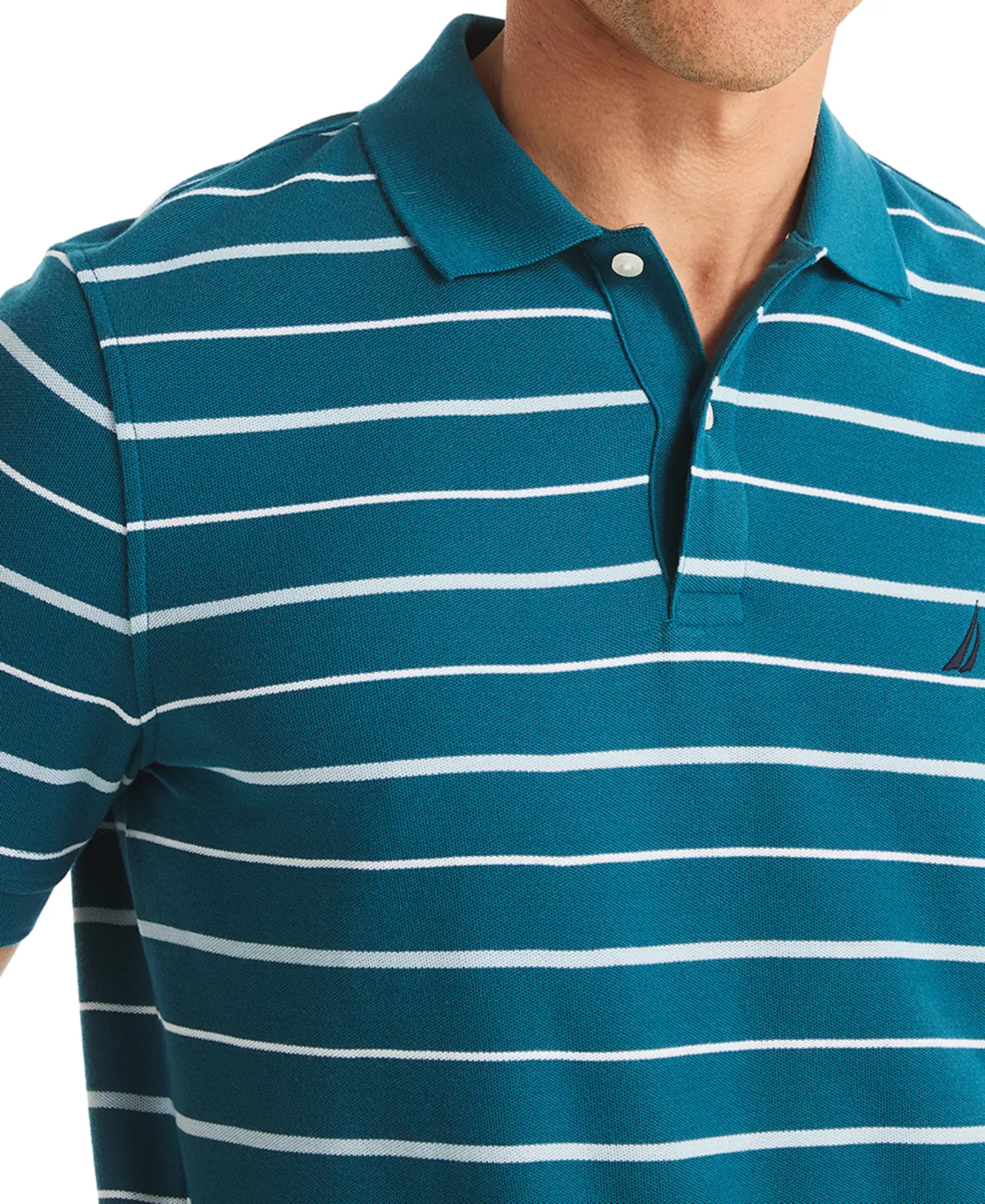 Men's Striped Classic-Fit Deck Polo Shirt - Blue Coral - 2XL