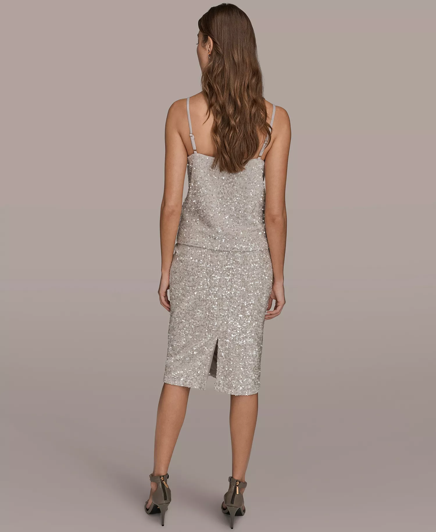 Women's Sequin Detail Cowl Neck Camisole - Vapor - L