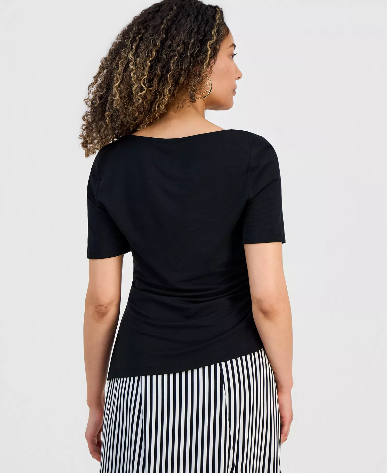 Petite Ruched Top, Macy's Exclusive - Deep Black - P/L