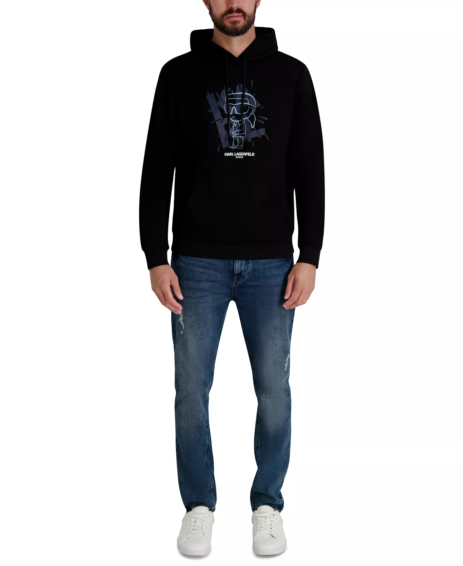 Men's Embroidered Oversized Pull-On Sweatshirt - Black - 2XL