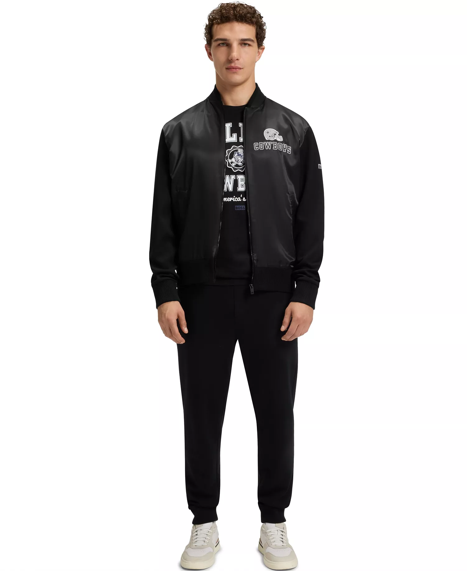 BOSS x DALLAS COWBOYS Helmet Graphic Bomber Jacket - Black - M