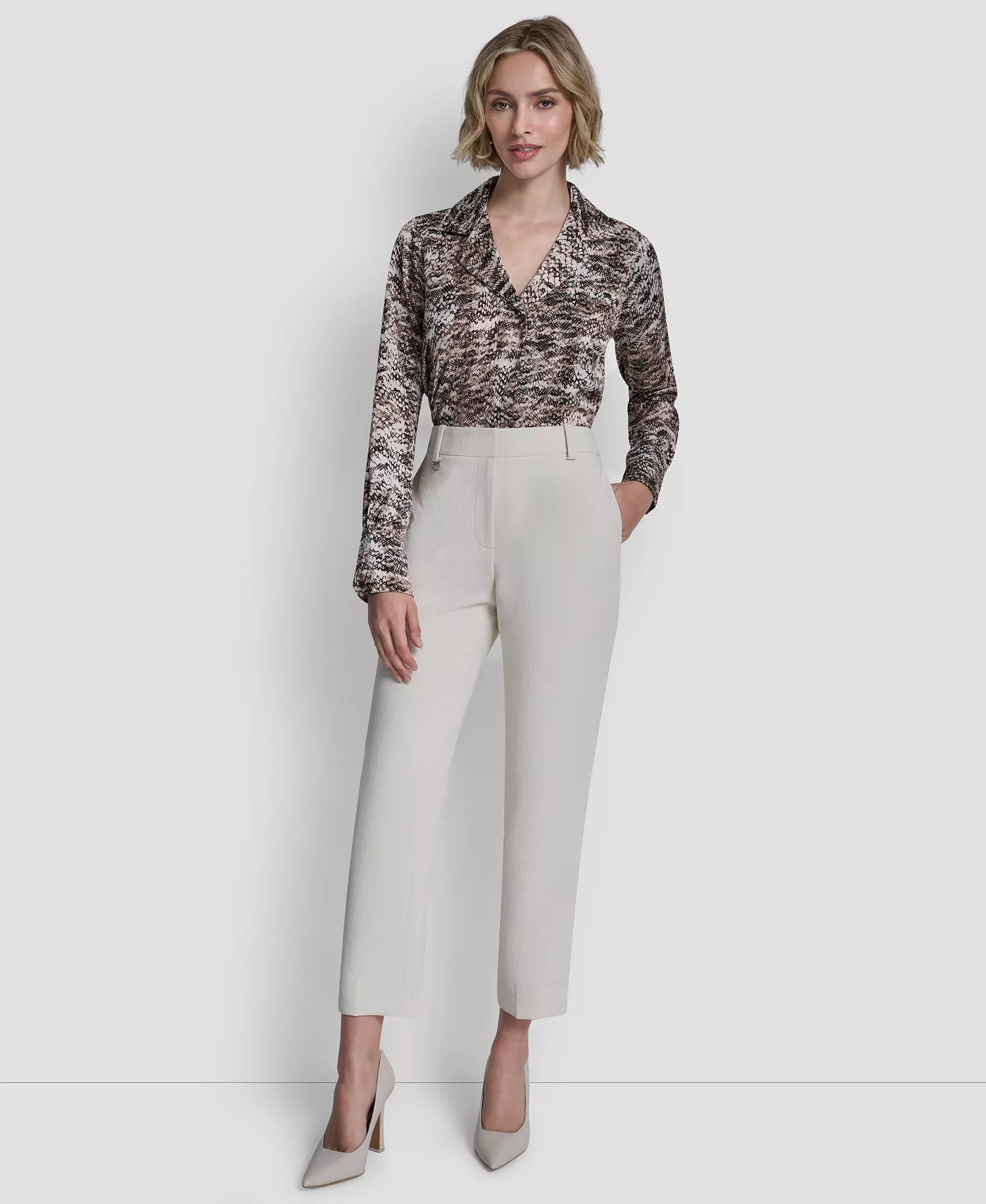 Women's Charm Detailed Ankle Length Pants - Gray - 10