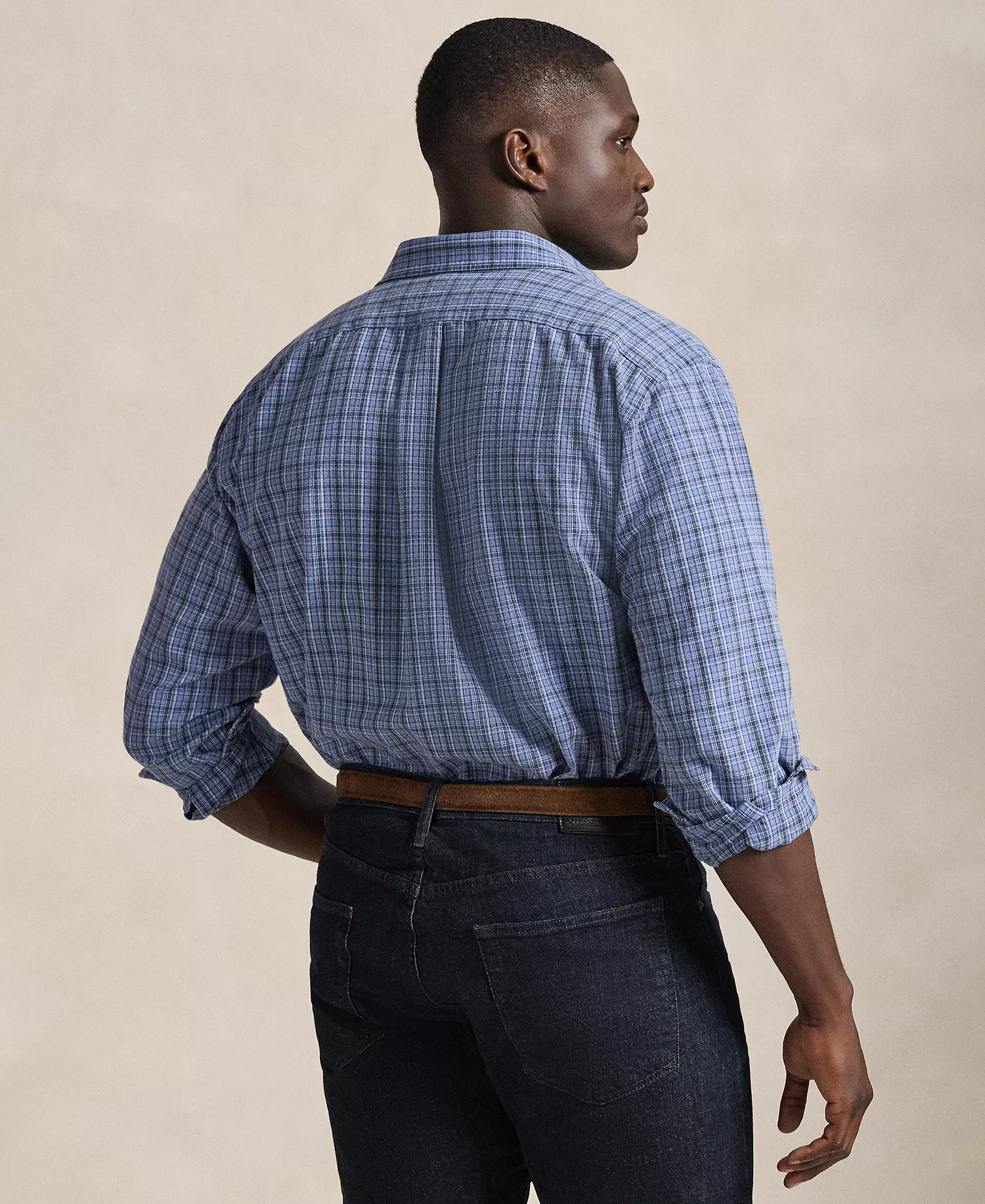 Men's Big & Tall Gingham Oxford Shirt	 - Blue heather multi - 2LT