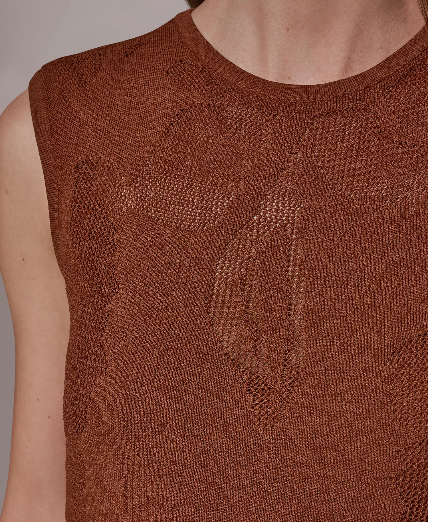 Women's Crew Neck Midi Dress - Cognac - L