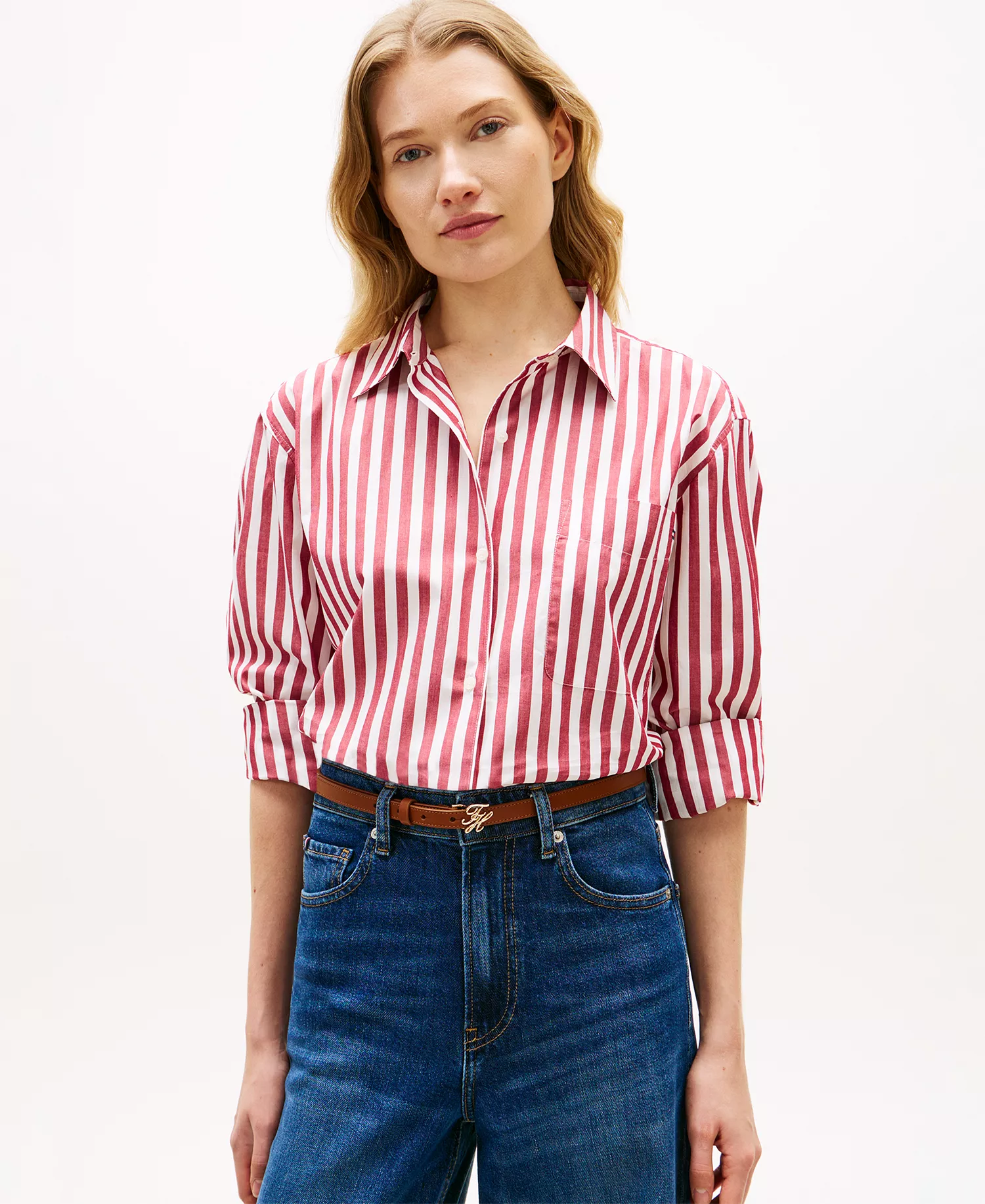 Women's Essential Striped Shirt - Wide Banker Stip Ecru Liberty Red - 36