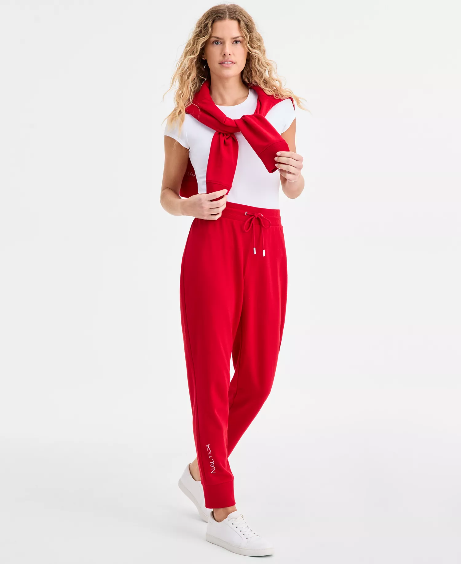 Nautica Women's Hotfix Logo Jogger Pants - Haute Red - M