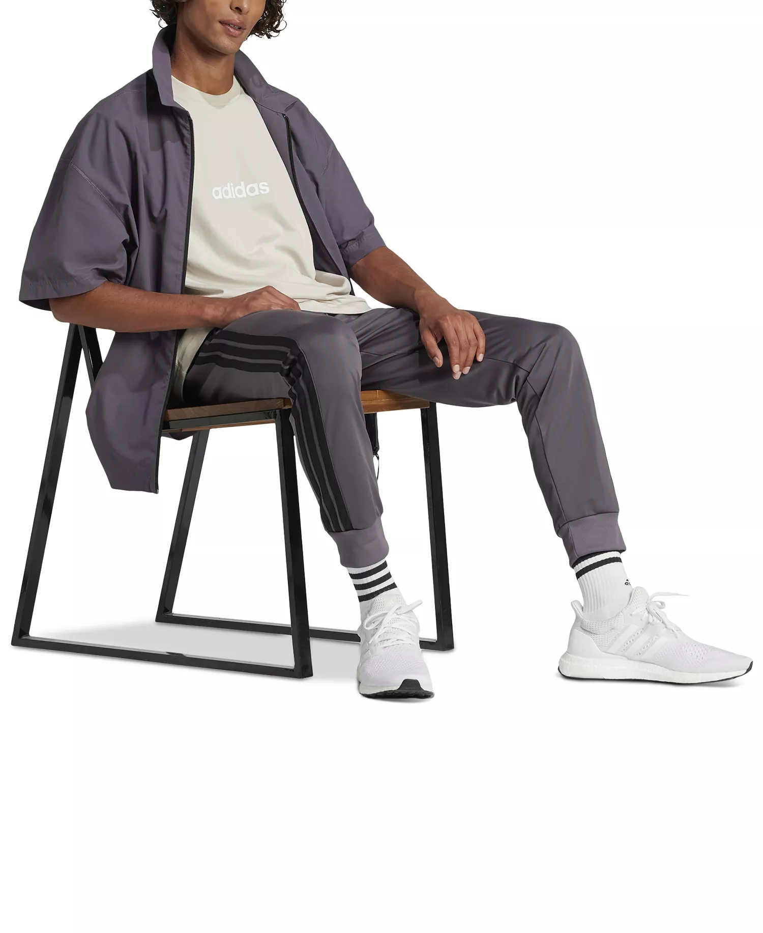 Men's Essentials Regular-Fit Linear Logo Graphic T-Shirt - Alumina/White - 2XL