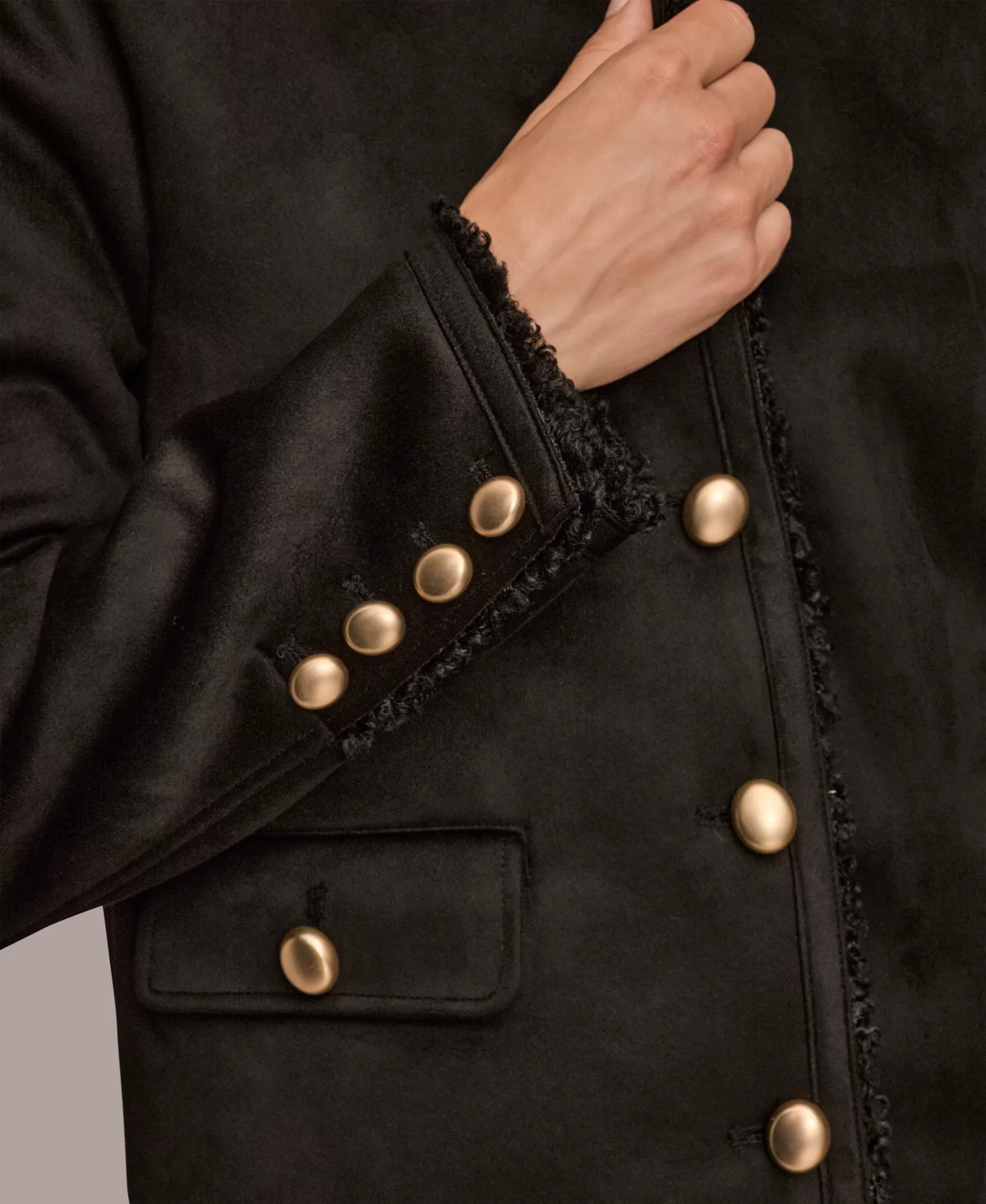 Women's Button Front Boxy Coat - Black - L