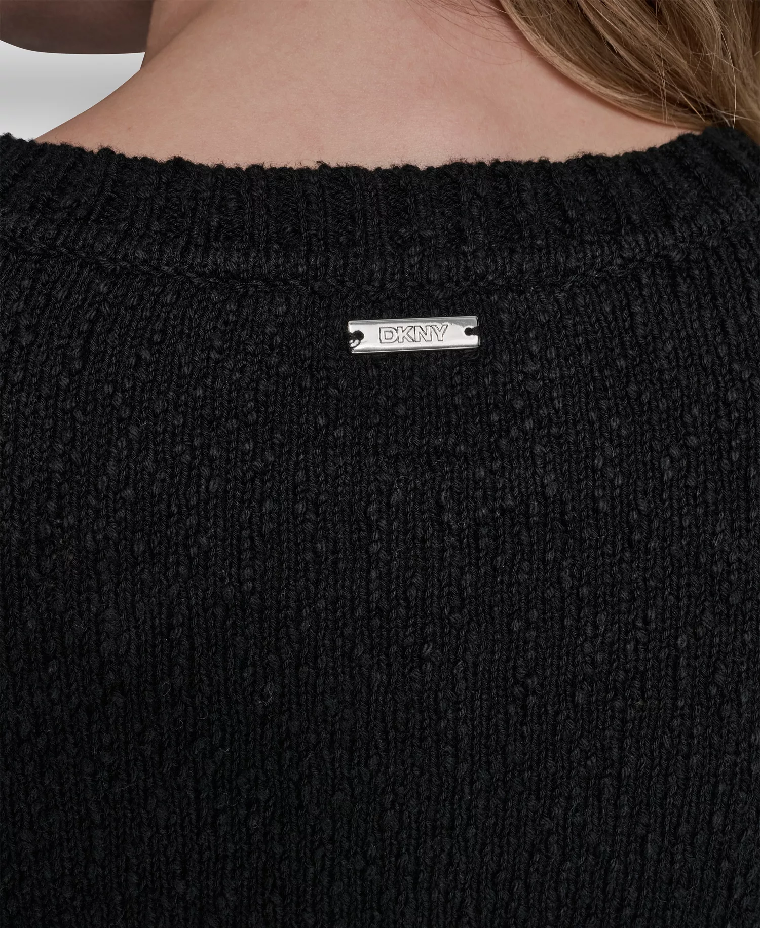 Women's Crewneck Front-Enamel Button Cardigan - Black - L