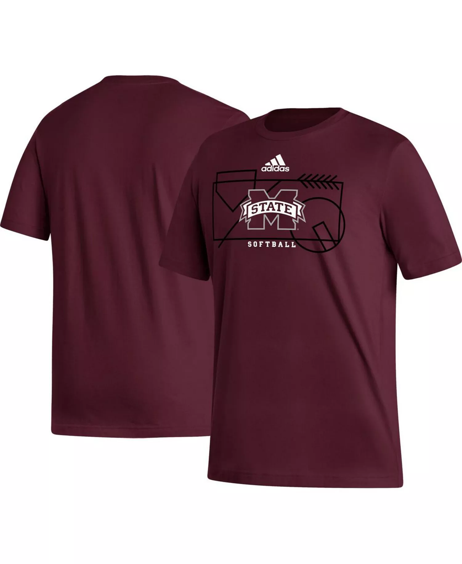 Men's Maroon Mississippi State Bulldogs Locker Lines Softball Fresh T-shirt - Maroon - L