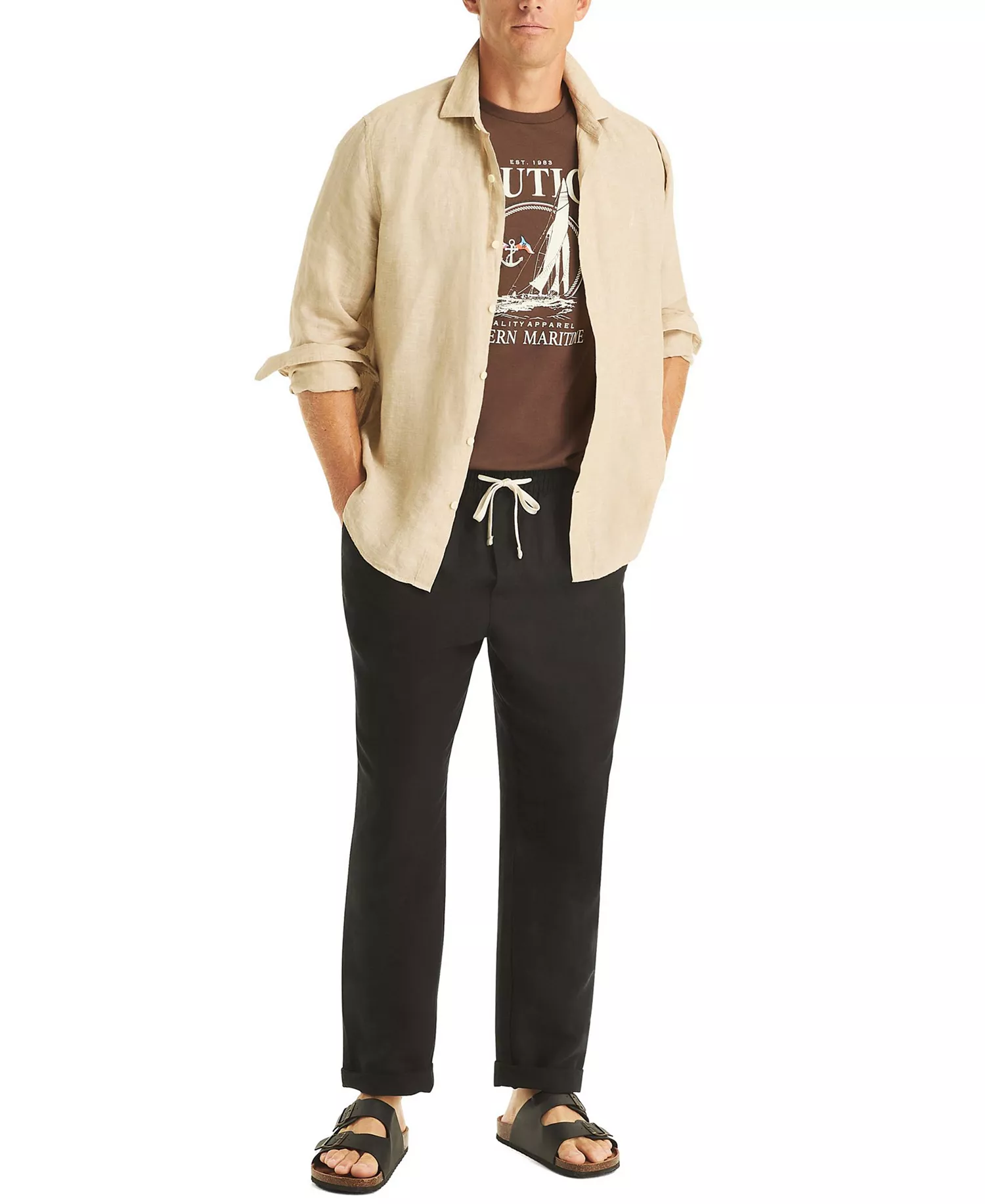 Men's Sail Printed Crewneck T-Shirt - Dark Roast - 2XL