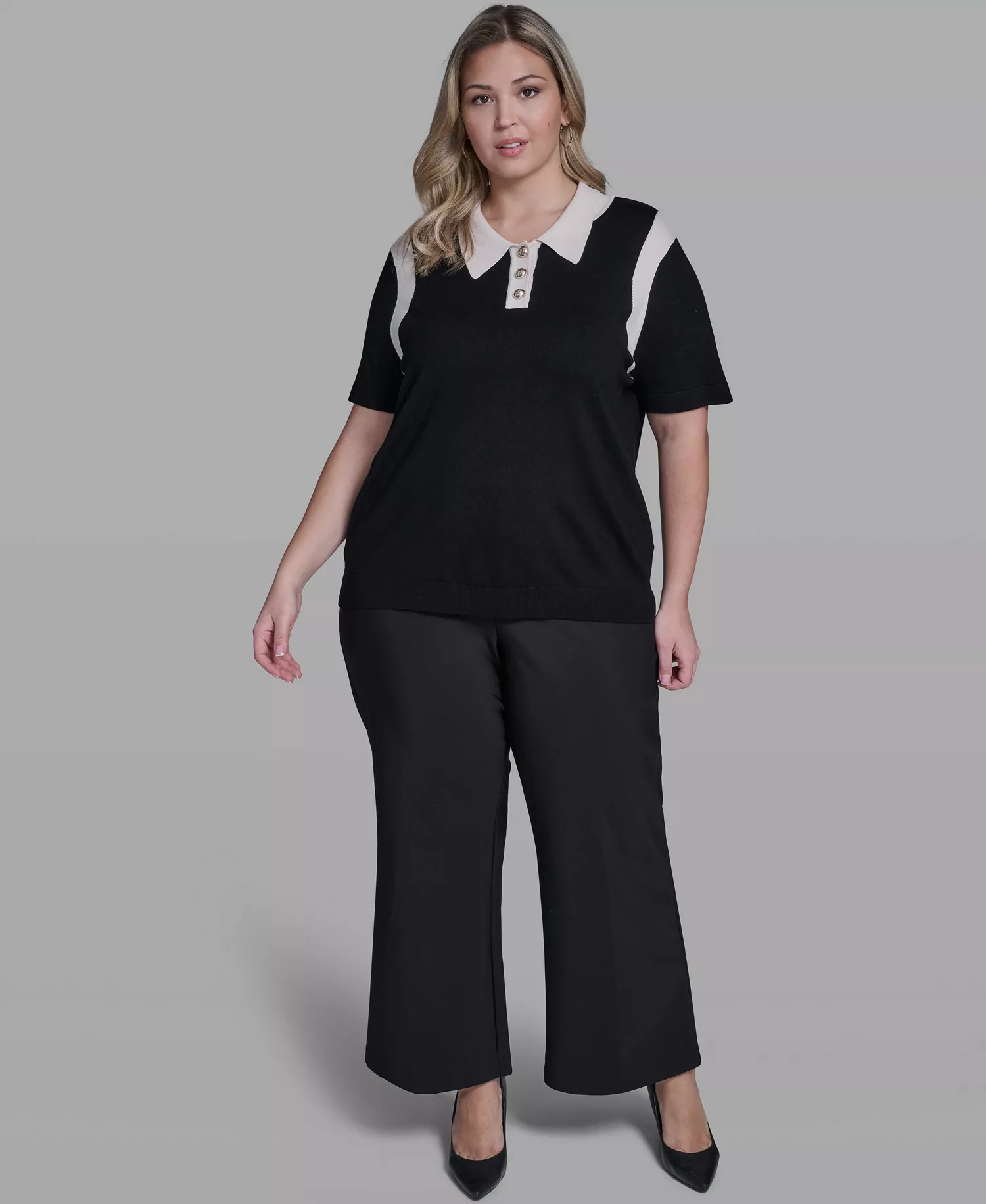 Plus Size Ponte Wide Leg Pants - Black - 14W