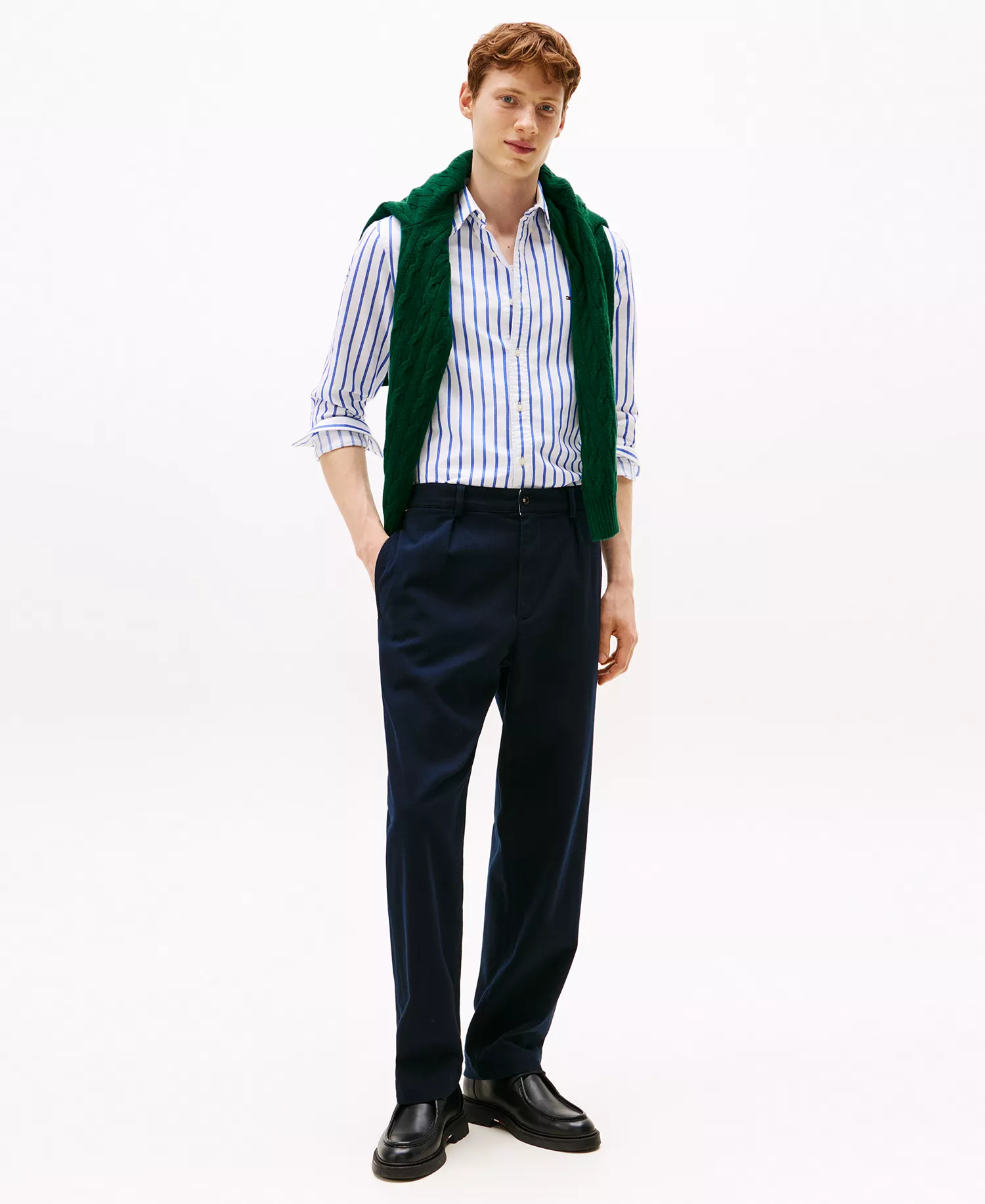 Men's Heritage Stripe Oxford Long Sleeve Shirt - White / Stripe - XXL