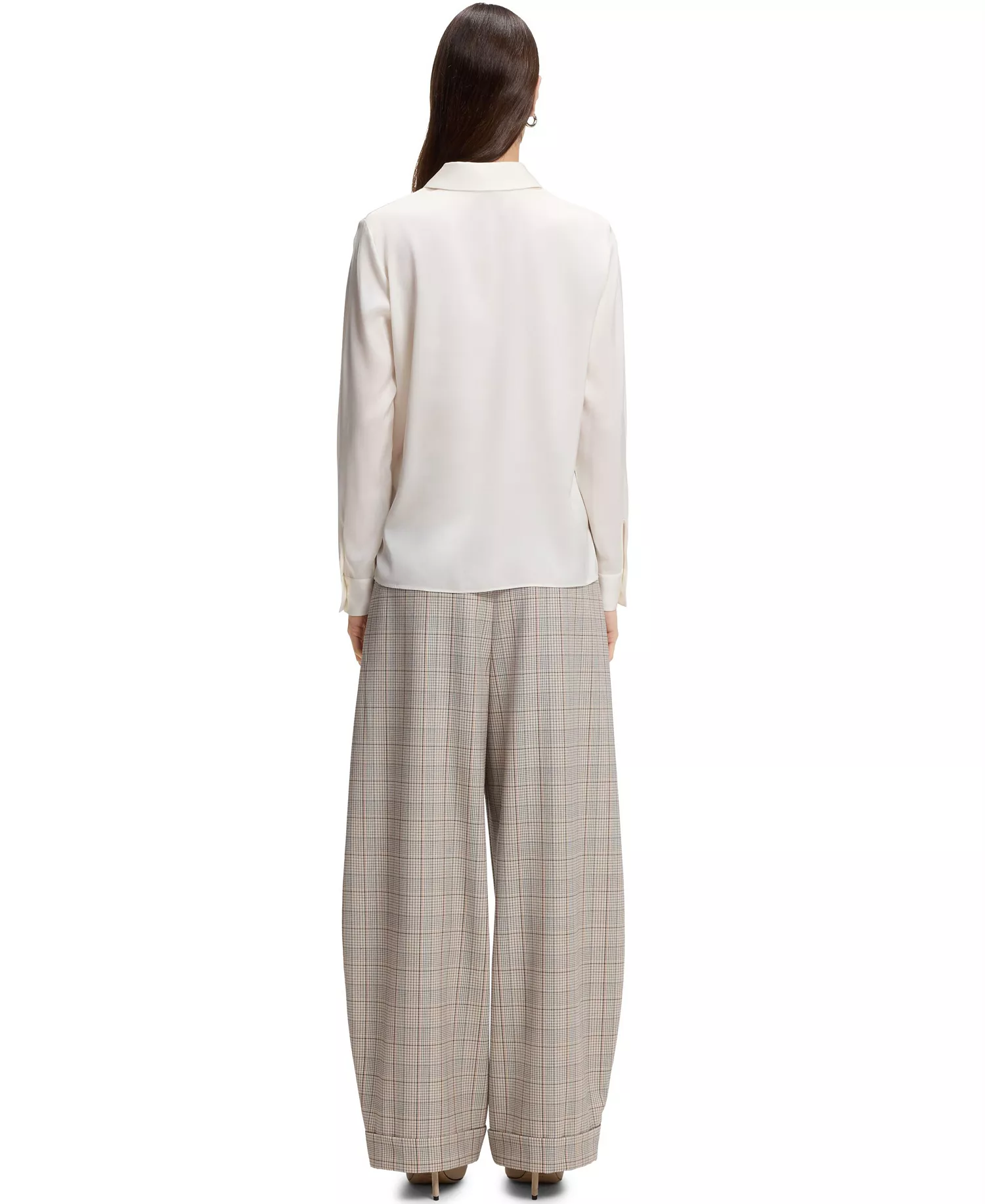 BOSS by Women's Stretch-Silk Satin Regular-Fit Blouse - Open White - 0