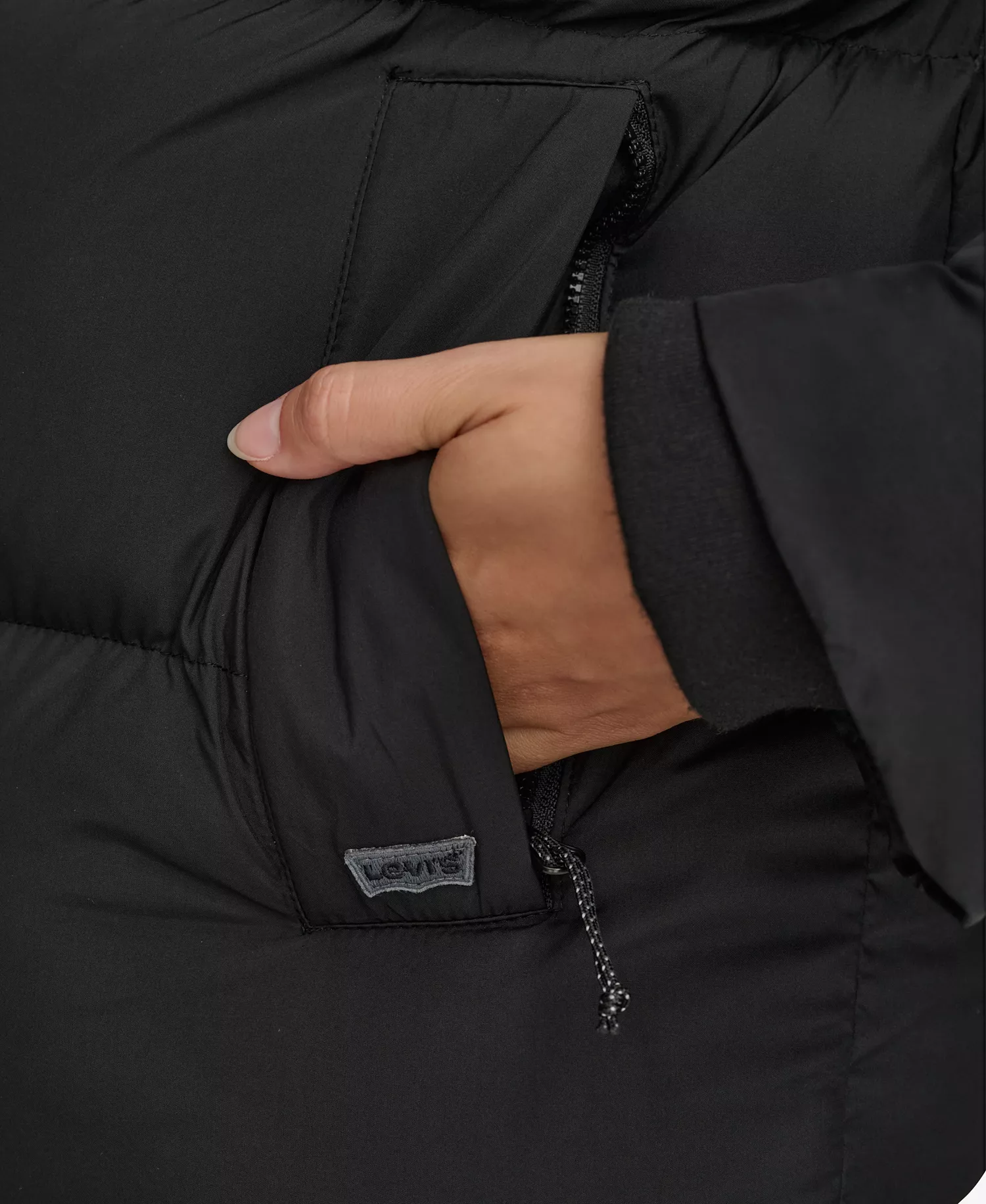 Women's Quilted Hooded Puffer Jacket - Black - L