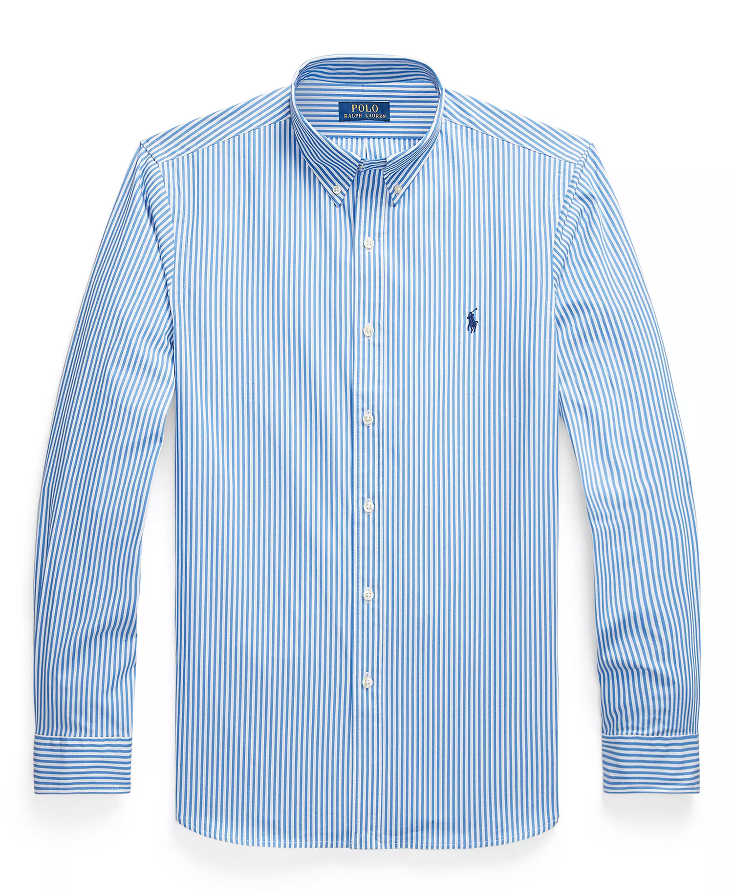 Men's Slim-Fit Striped Stretch Shirt - Light Blue/White - 2XL