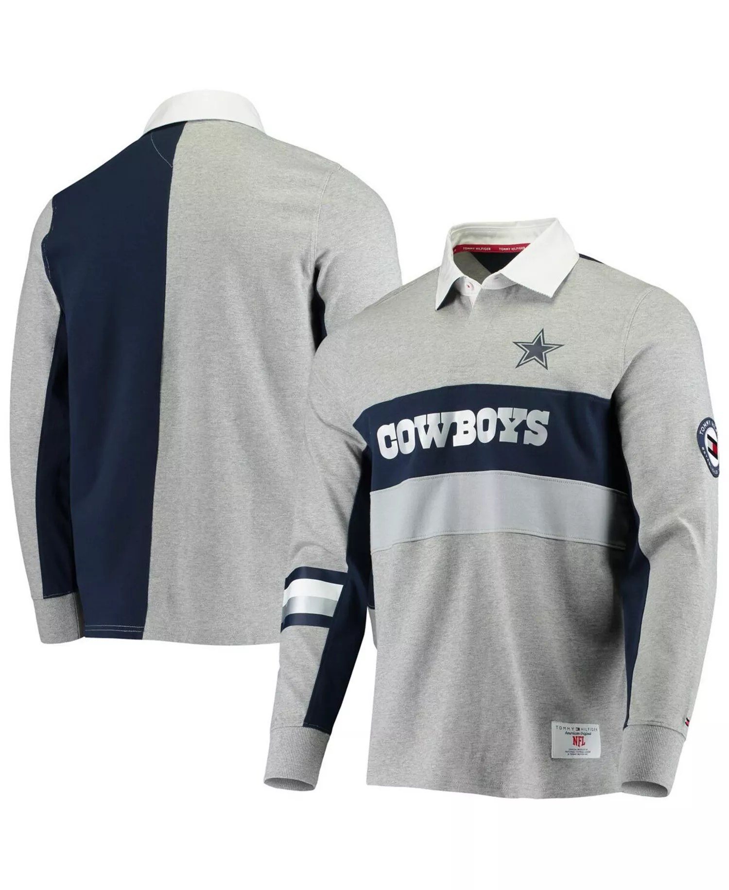 Men's Heathered Gray Dallas Cowboys Rugby Long Sleeve Polo - Heathered Gray - S