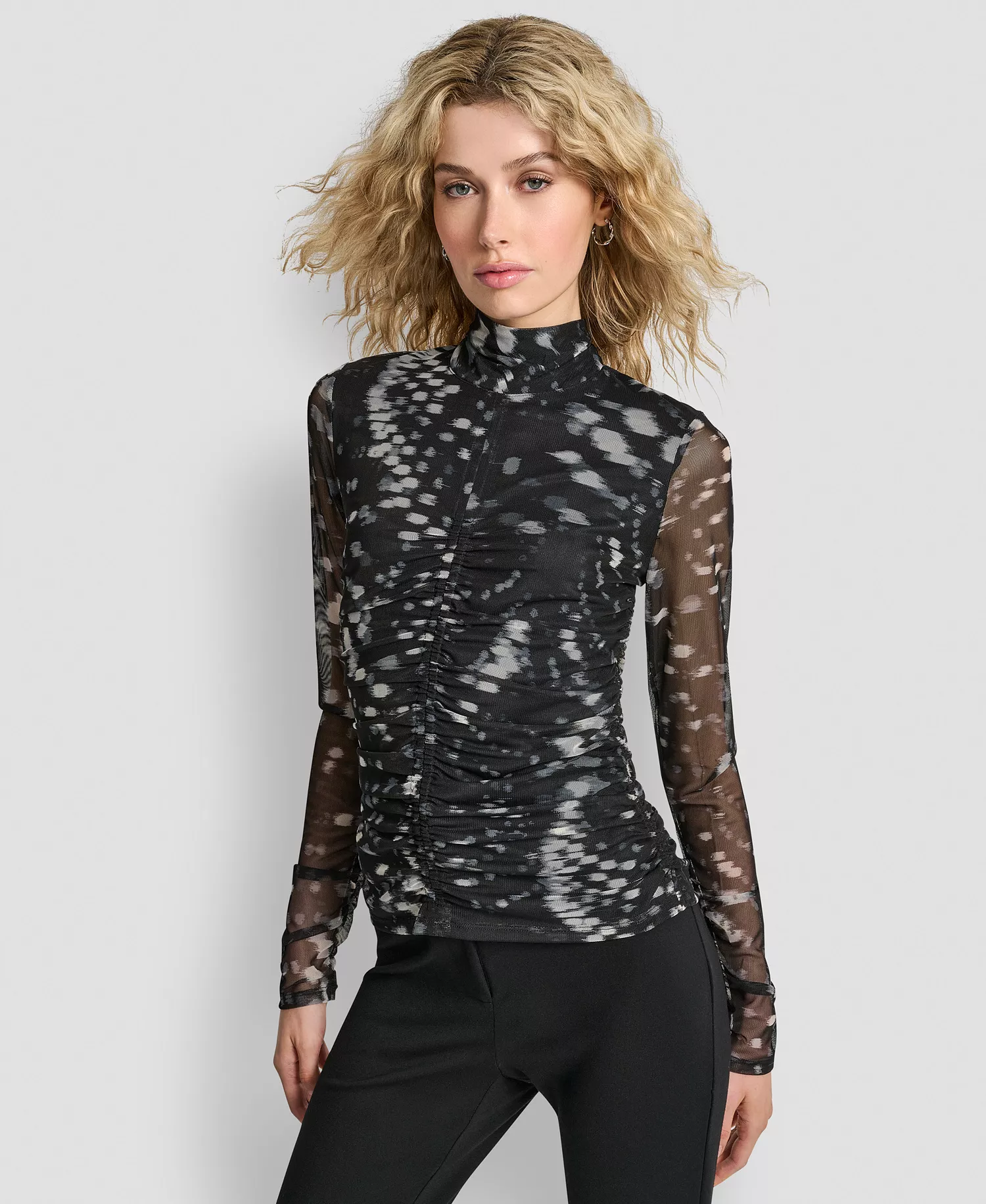 Women's Printed Mock Neck Top - Reflected Lights - S