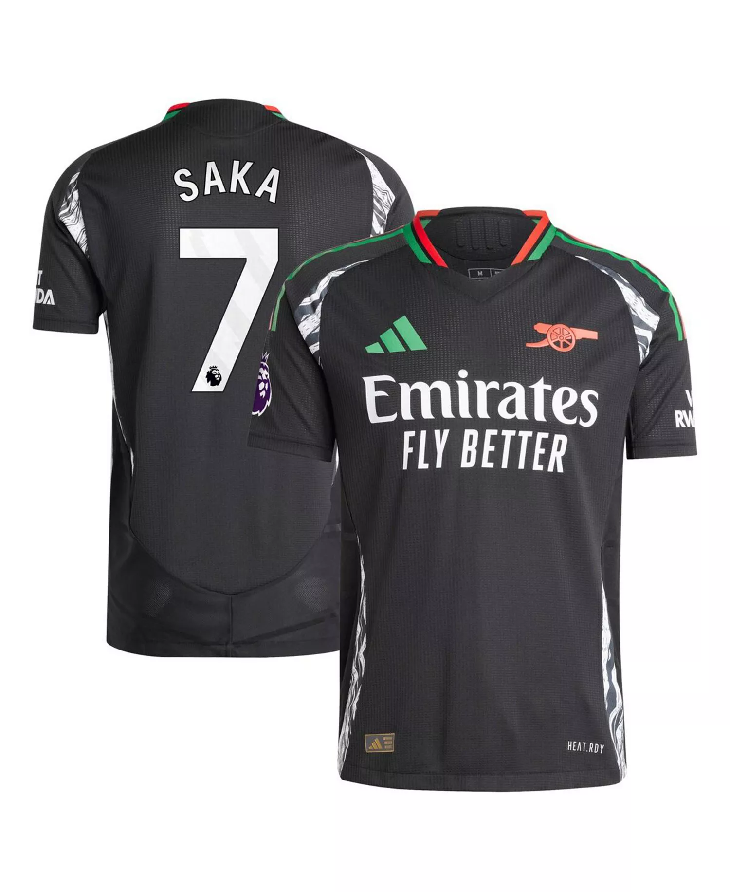 Men's Bukayo Saka Black Arsenal 2024/25 Away Authentic Player Jersey - Black - L