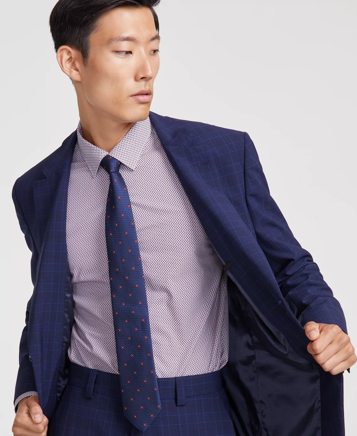 Men's Modern-Fit Wool Suit - CLOSE OUT! - Blue Plaid - 36R