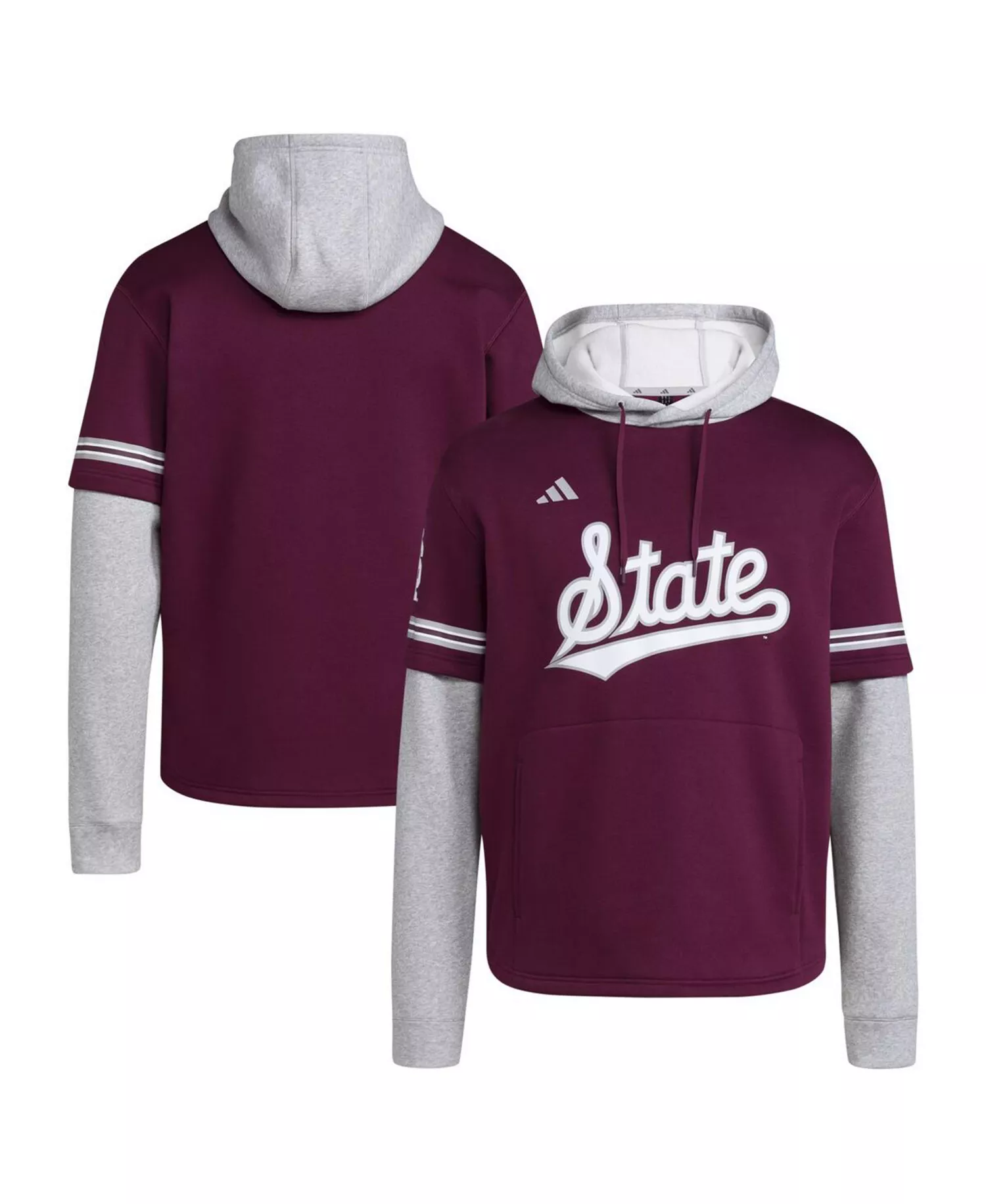 Men's Maroon Mississippi State Bulldogs Pullover Baseball Jersey Hoodie - Maroon - 2XL