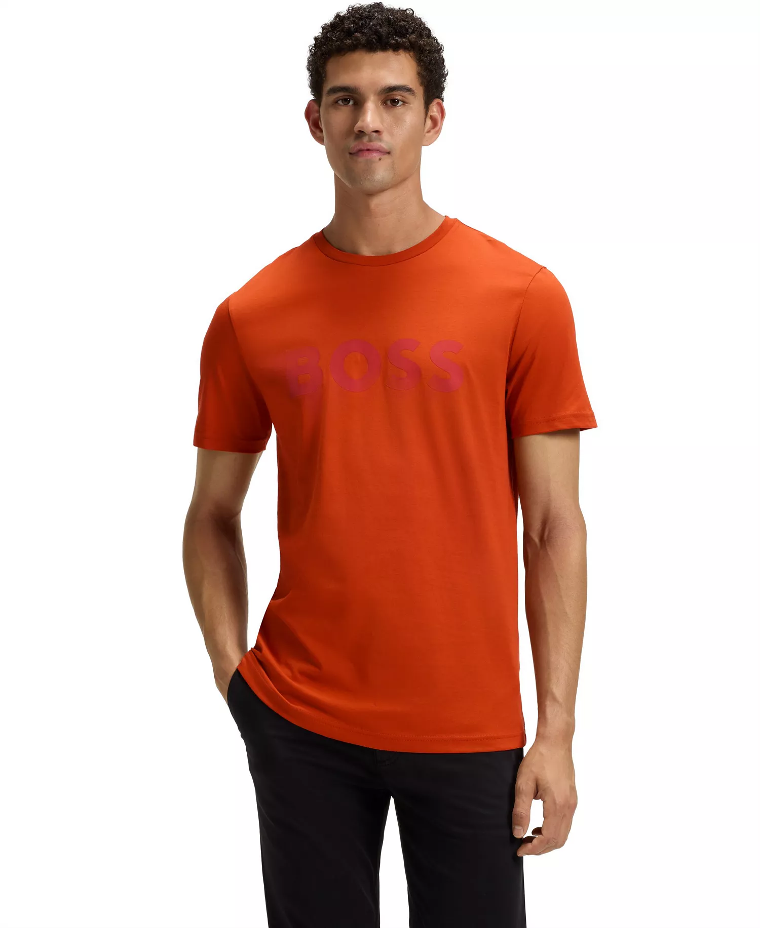 Men's Cotton-Jersey Rubber-Print Logo T-Shirt - Orange - 2XL