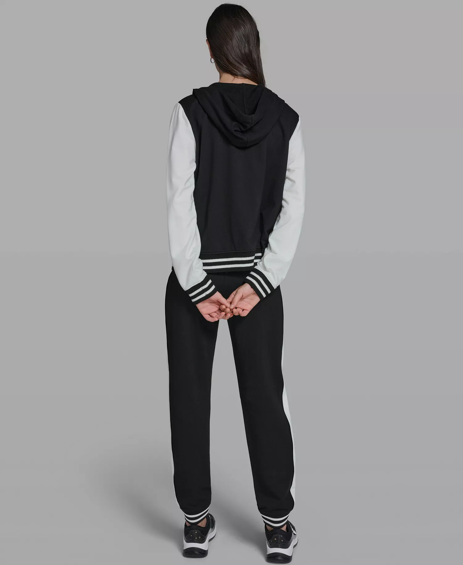 Women's Karl and Choupette Zip Hooded Jacket - Black - L