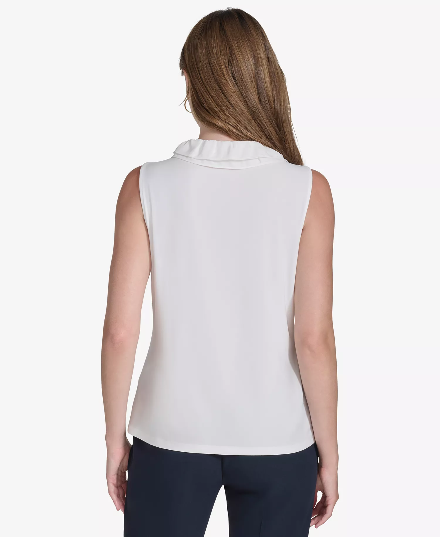 Women's Sleeveless Tie-Neck Blouse - Ivry/midni - XL