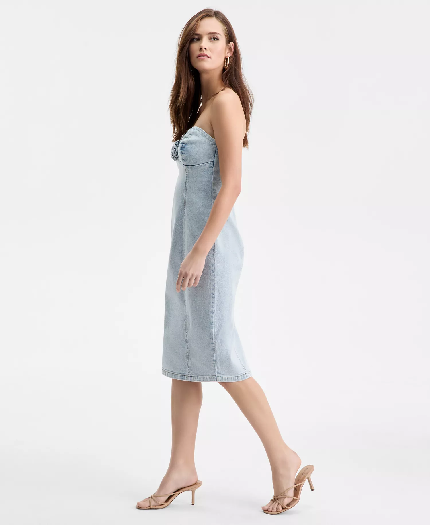 Women's Strapless Denim Dress, Macy's Exclusive - Light Wash - L
