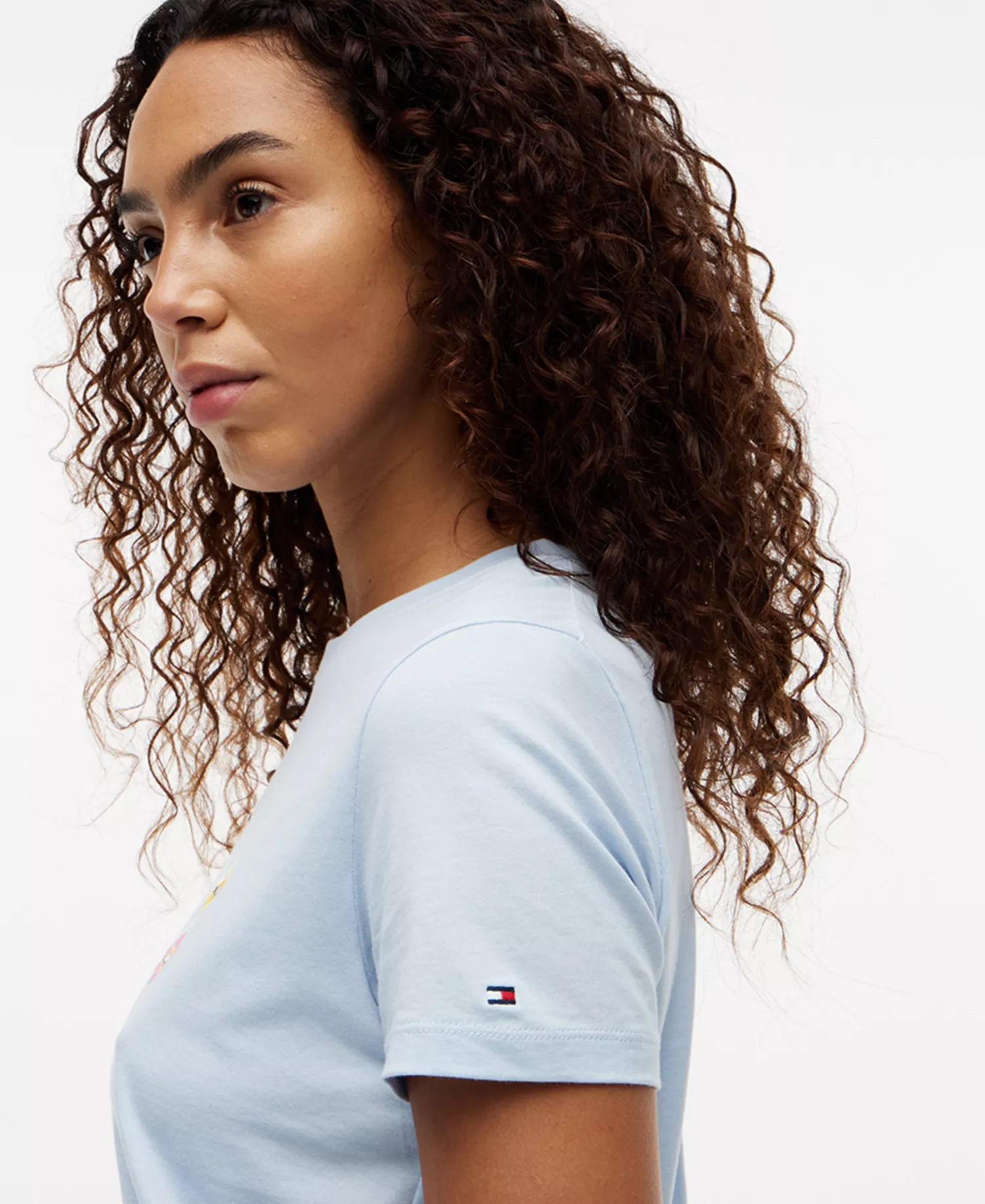 Women's Graphic Floral Crew Neck T-Shirt - Breezy Blue - L